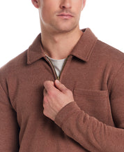 Pebble Fleece Quarter Zip in Cappuccino