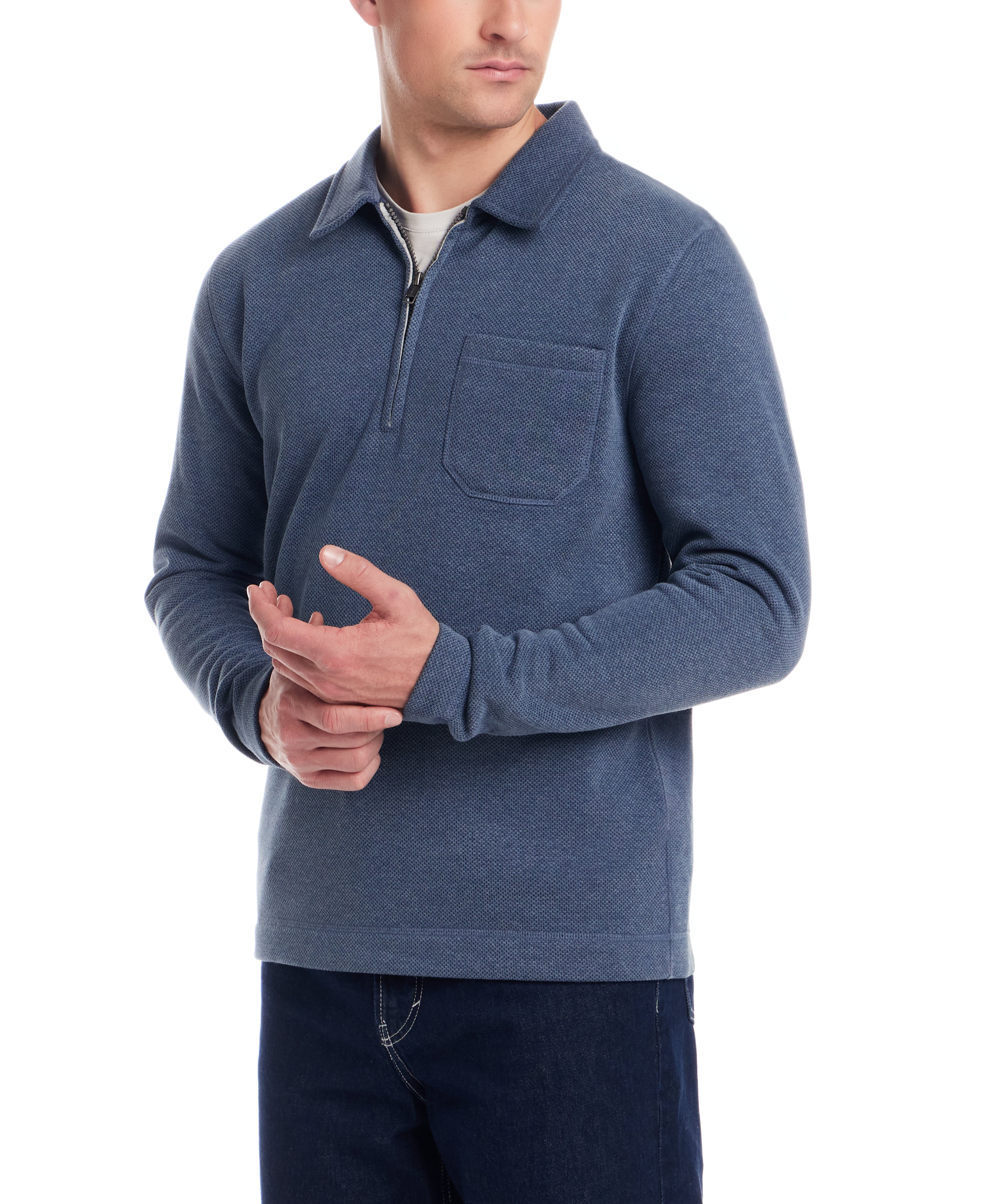 Pebble Fleece Quarter Zip in Insignia Blue