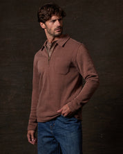 Pebble Fleece Quarter Zip in Cappuccino