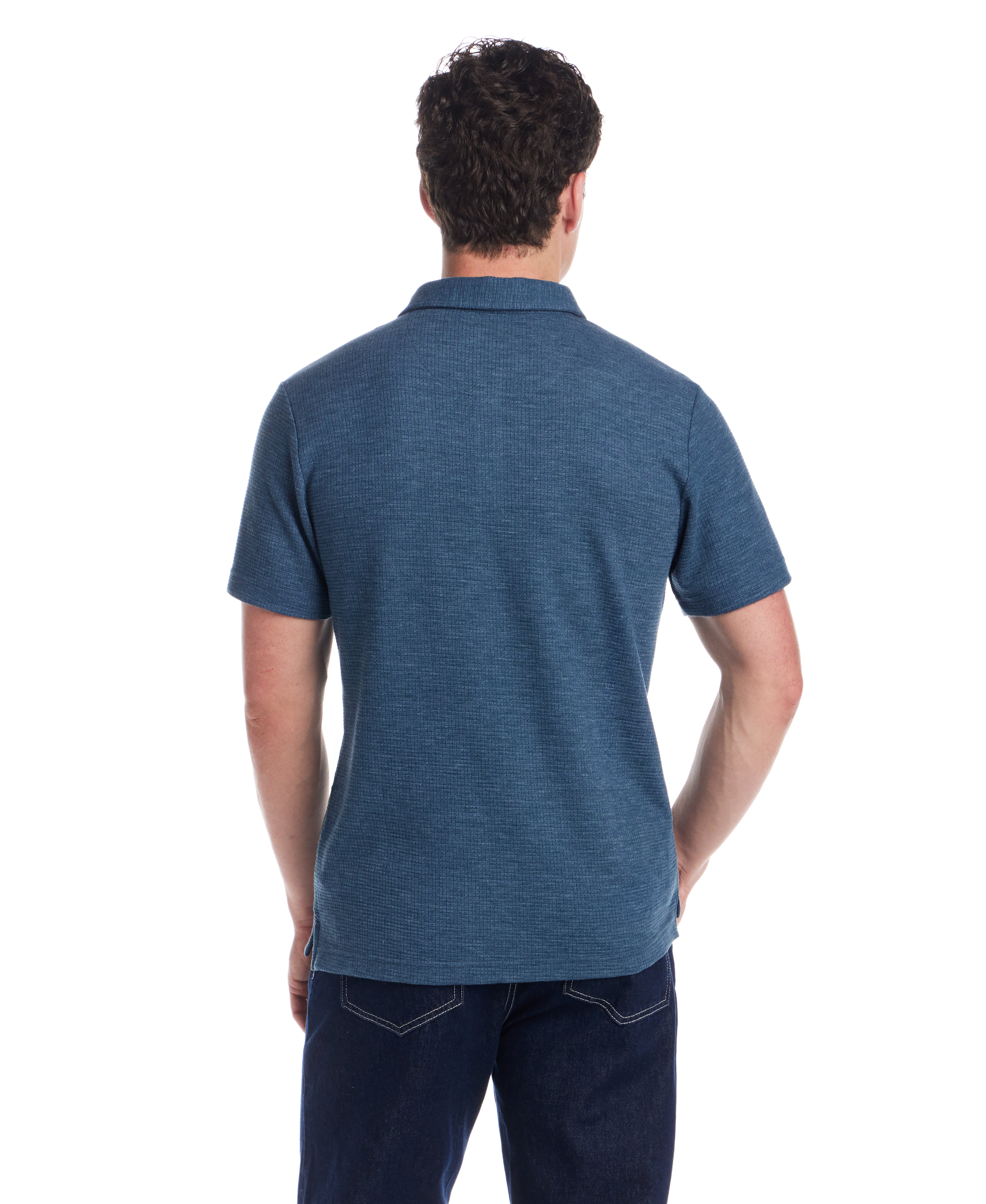 Short Sleeve Stretch Waffle Polo in Insignia Blue