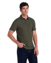 Short sleeve stretch waffle polo in Kambaba Olive, showcasing a classic fit and relaxed style for casual wear.