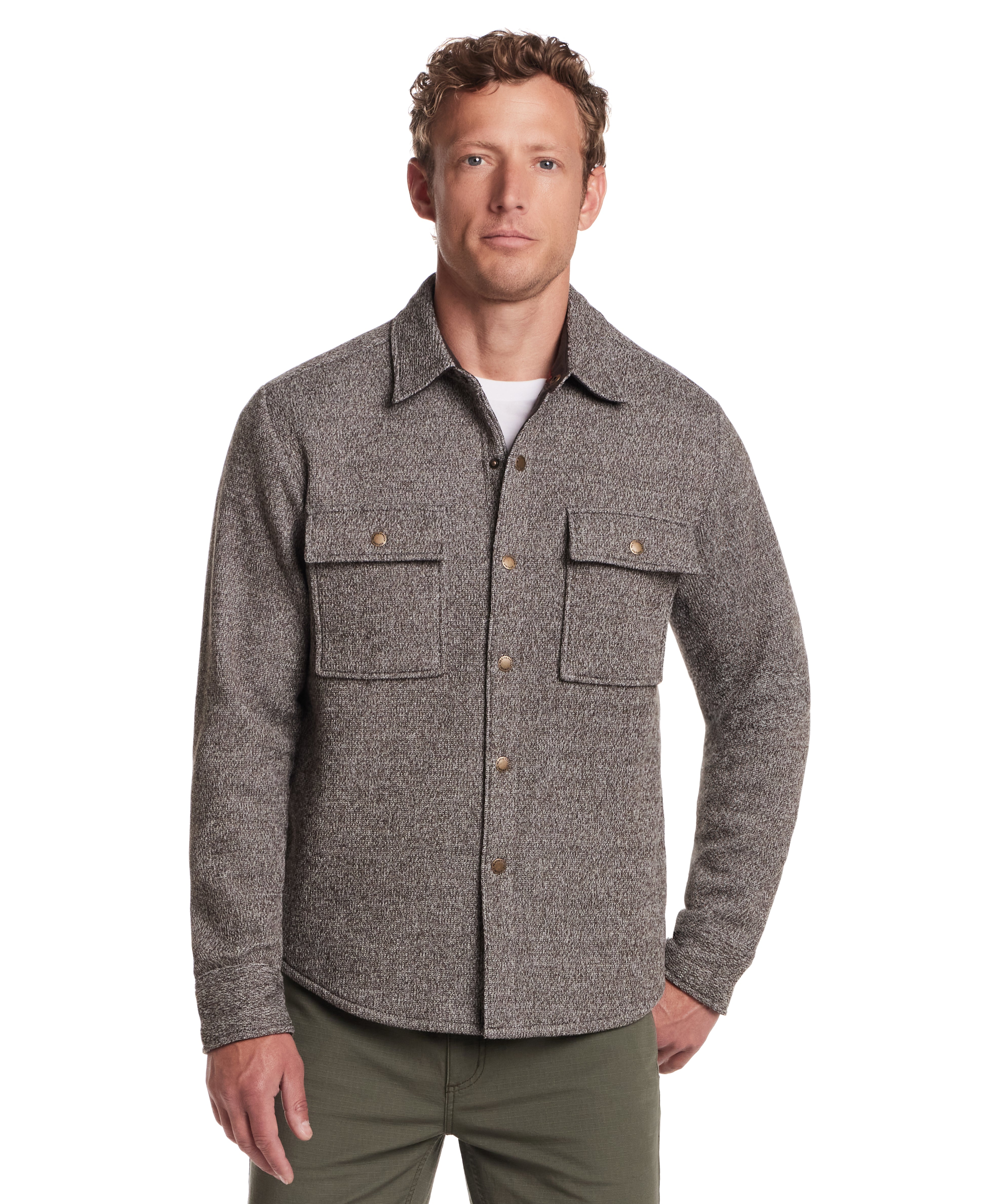 Knit Shirt Jacket in Chocolate Torte