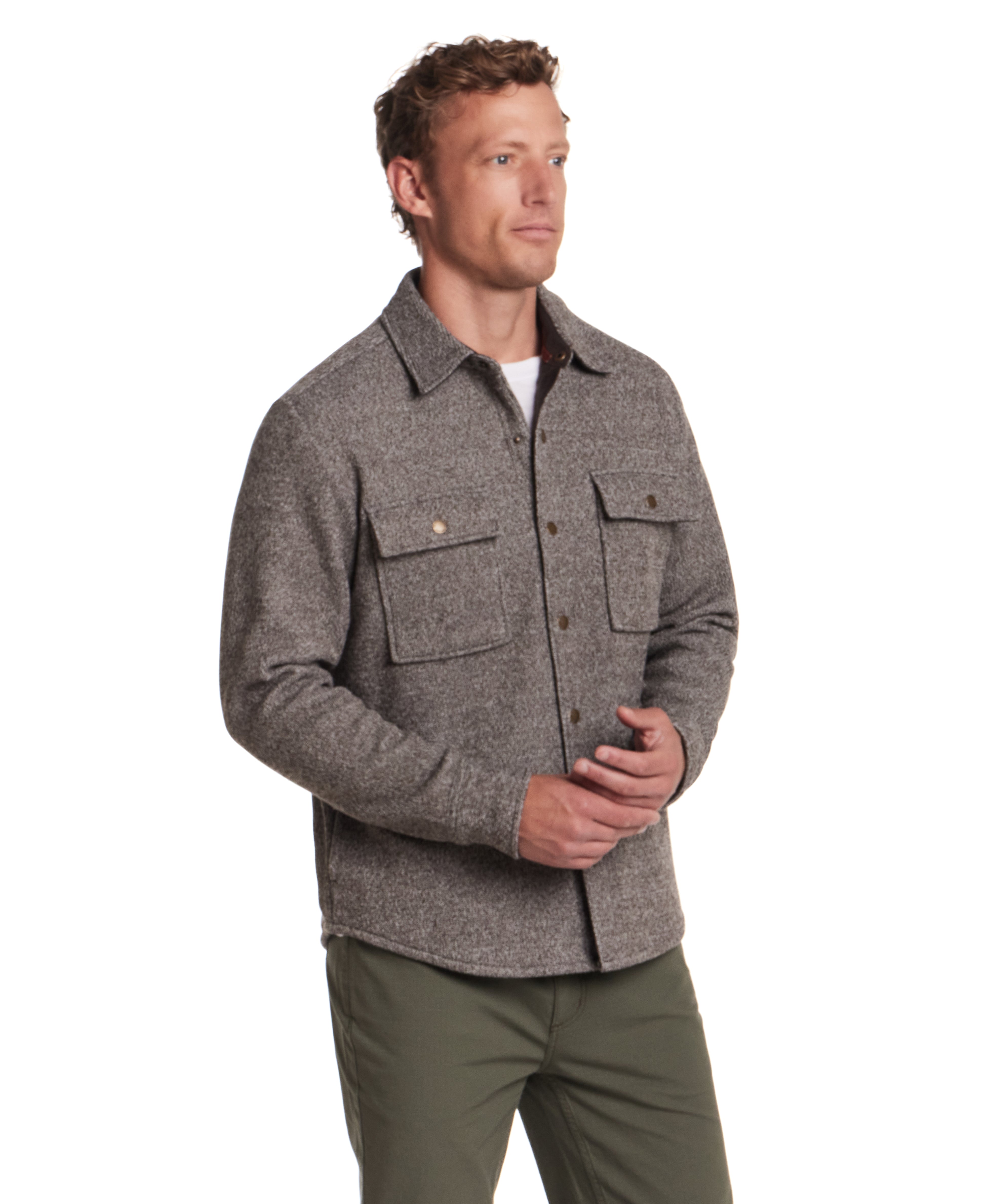Knit Shirt Jacket in Chocolate Torte