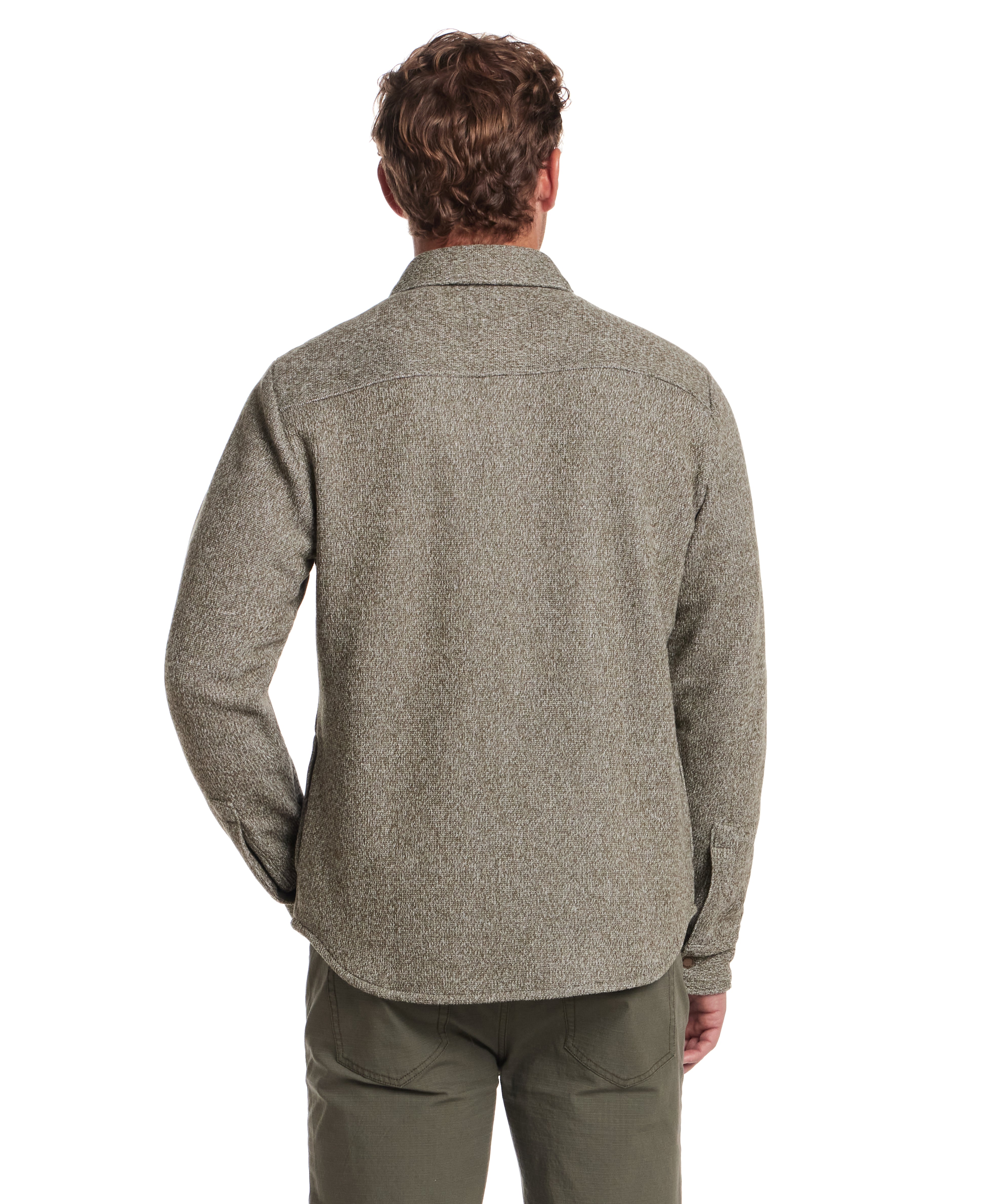 Knit Shirt Jacket in Kambaba Olive