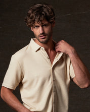 Short Sleeve Waffle Coat front Tee in Natural