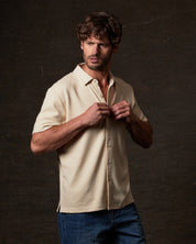 Short Sleeve Waffle Coat front Tee in Natural