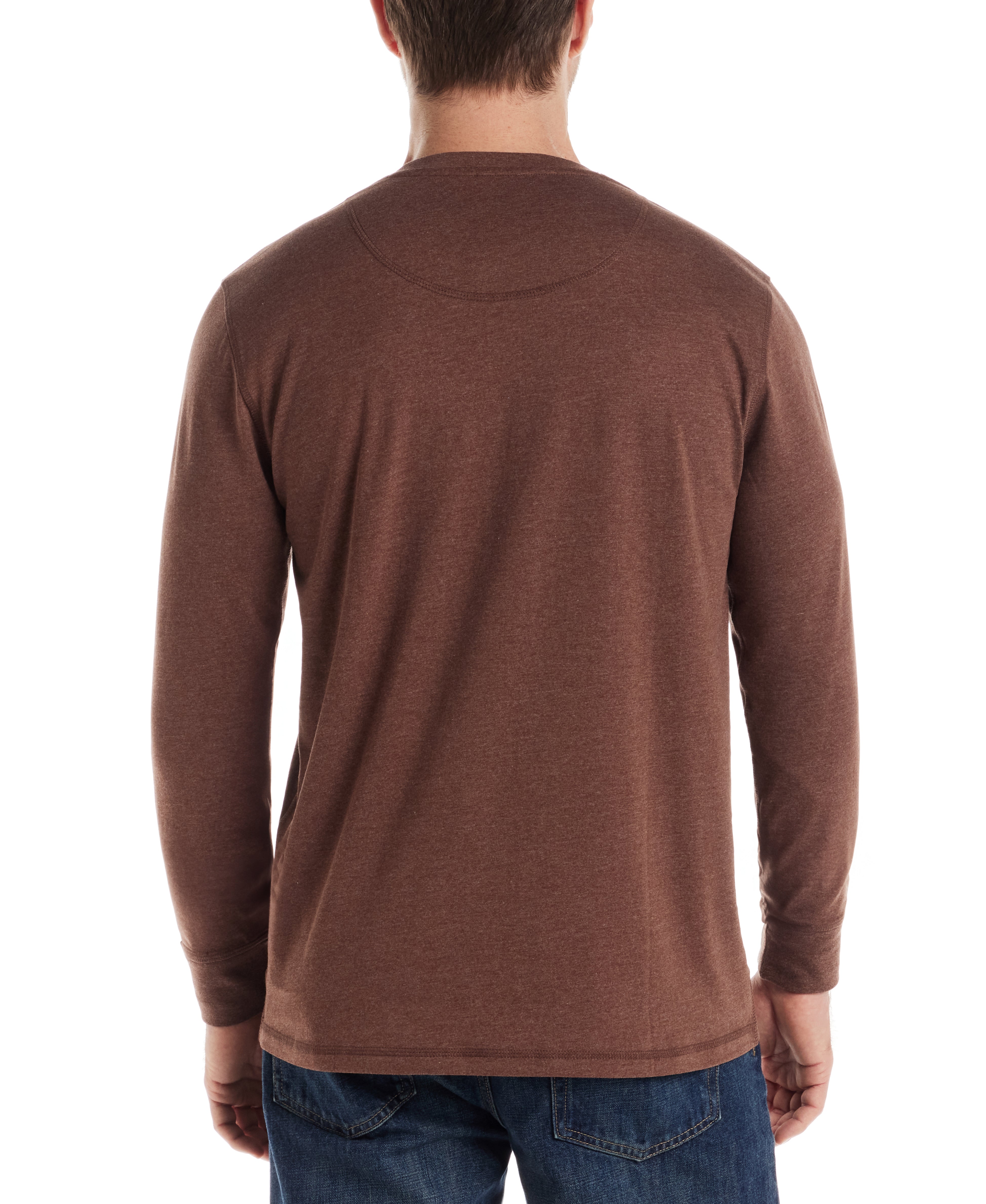 Long Sleeve Brushed Jersey Henley in Cappuccino