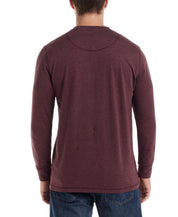 Long Sleeve Brushed Jersey Henley in Fig