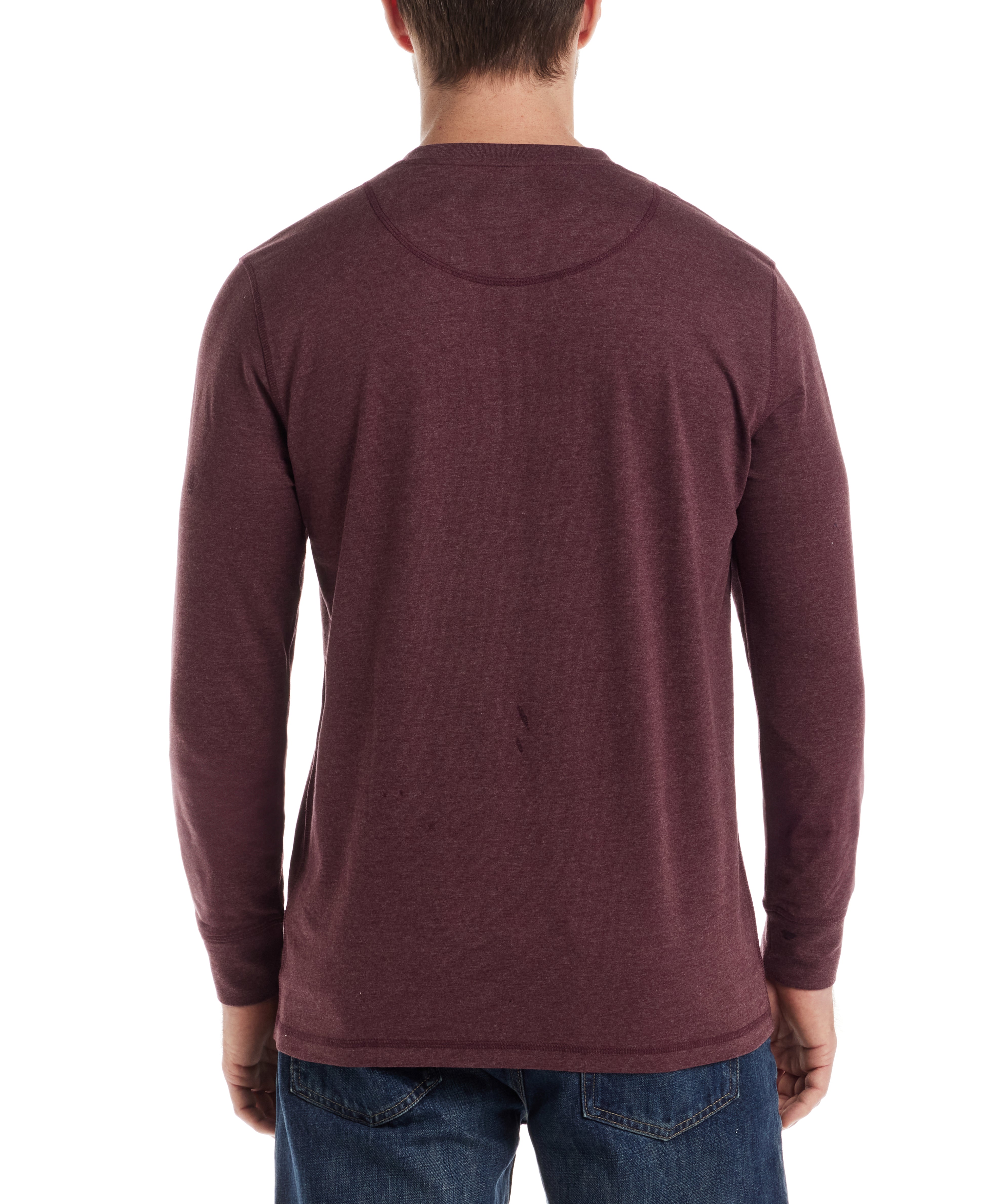 Long Sleeve Brushed Jersey Henley in Fig