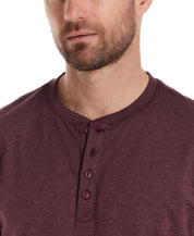 Long Sleeve Brushed Jersey Henley in Fig