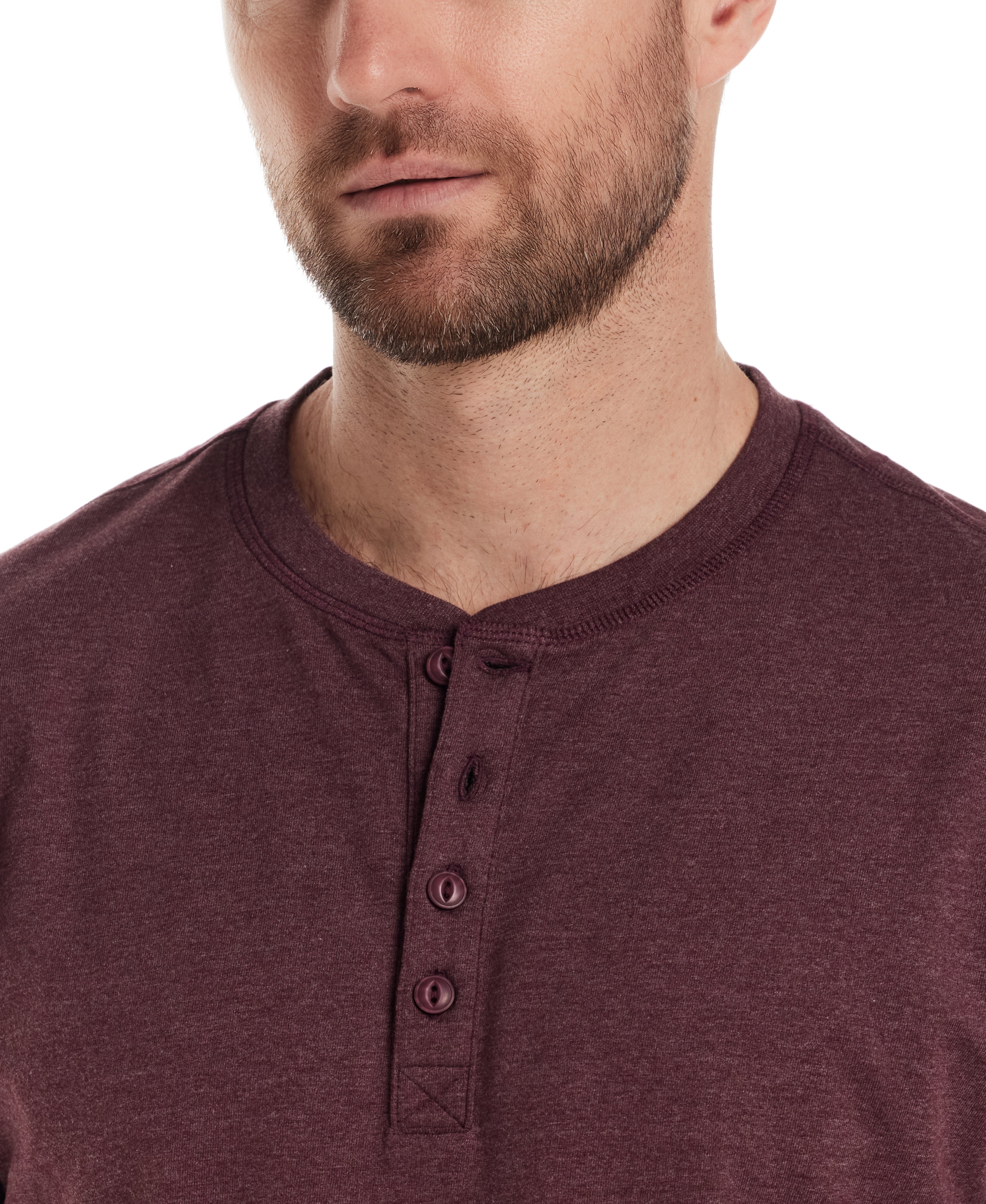 Long Sleeve Brushed Jersey Henley in Fig