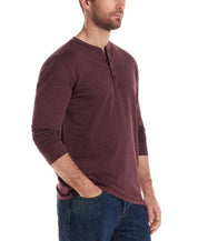 Long Sleeve Brushed Jersey Henley in Fig