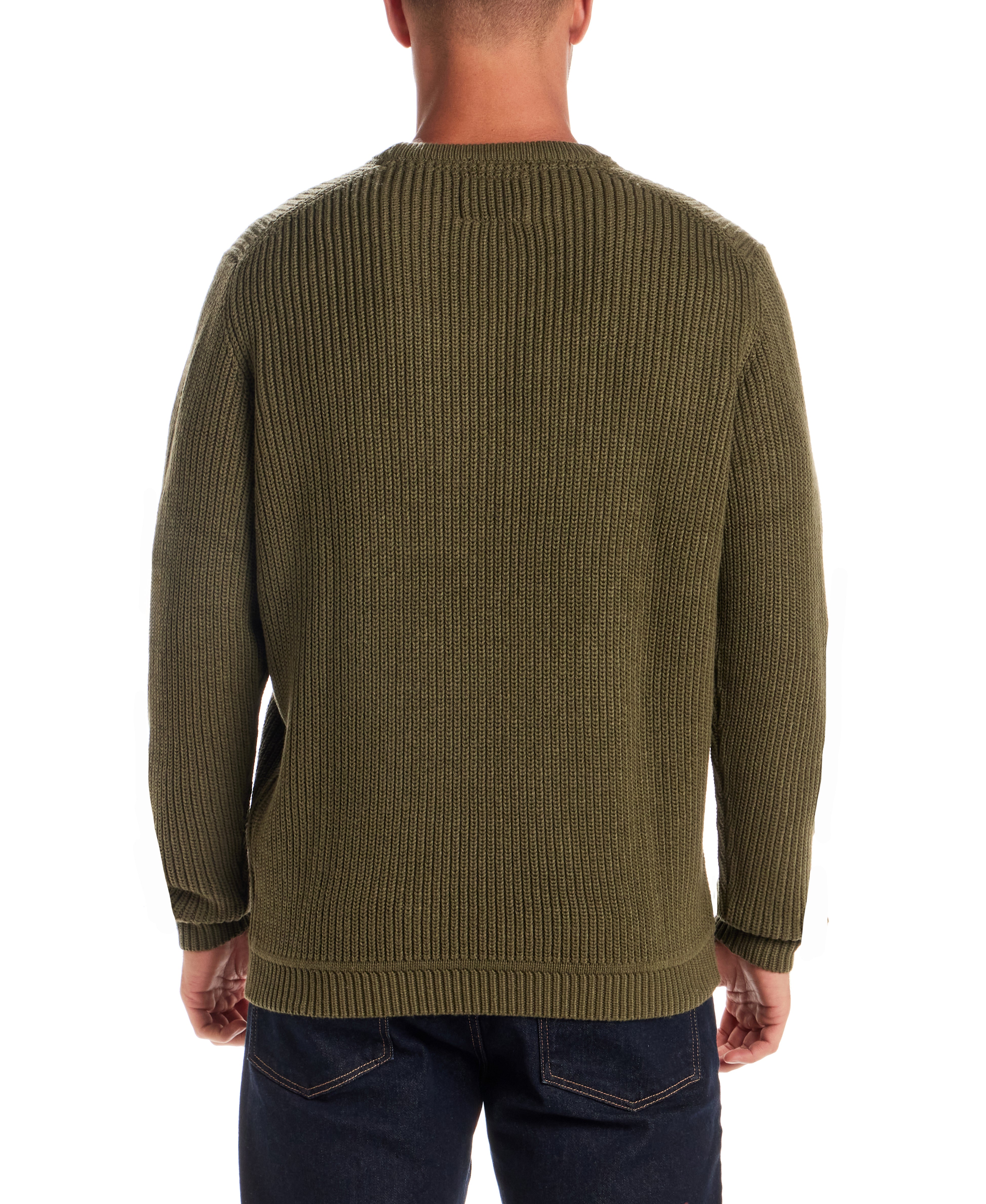 Cardi Stitch Crew Neck Sweater in Moss