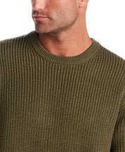 Cardi Stitch Crew Neck Sweater in Moss