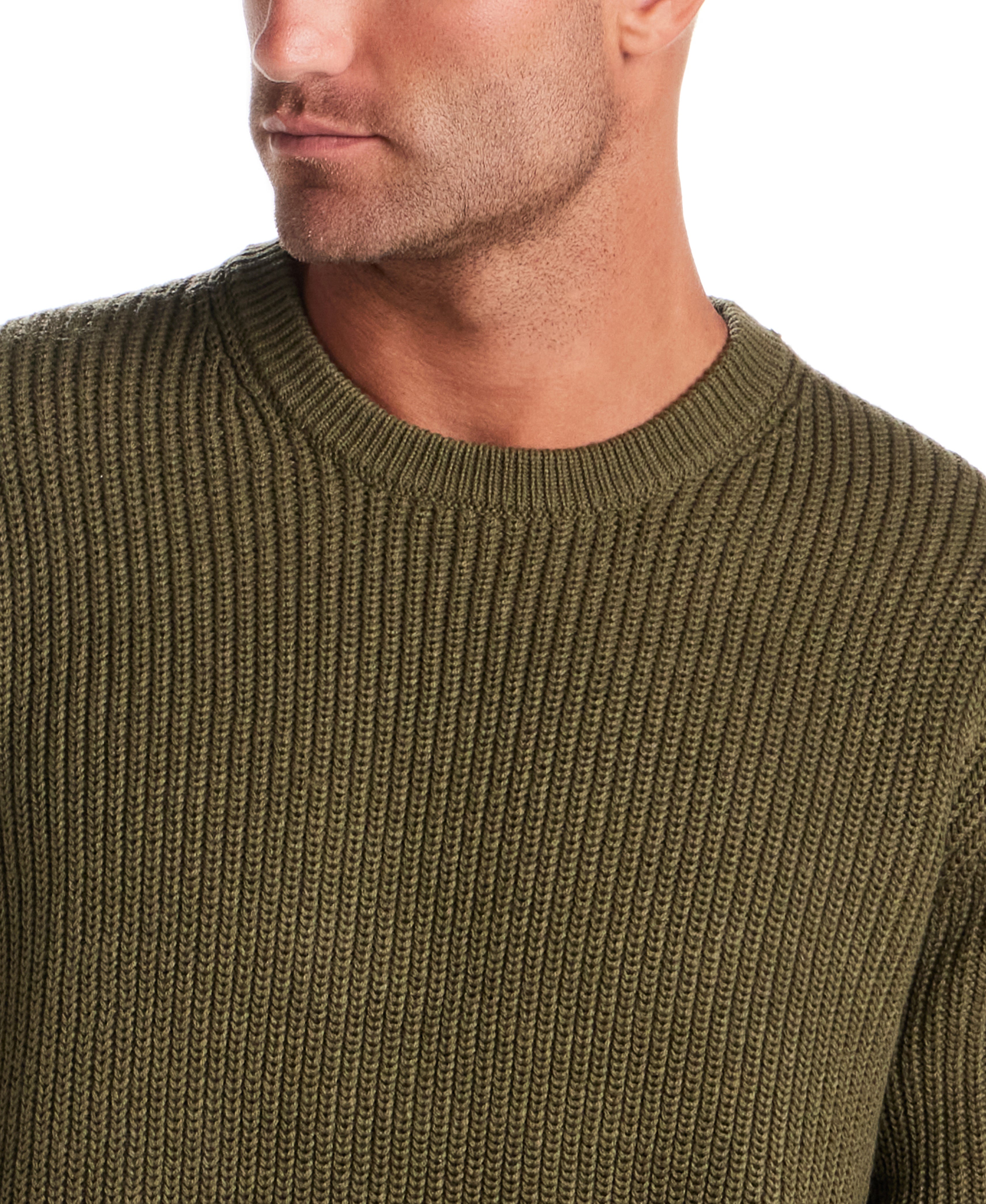 Cardi Stitch Crew Neck Sweater in Moss