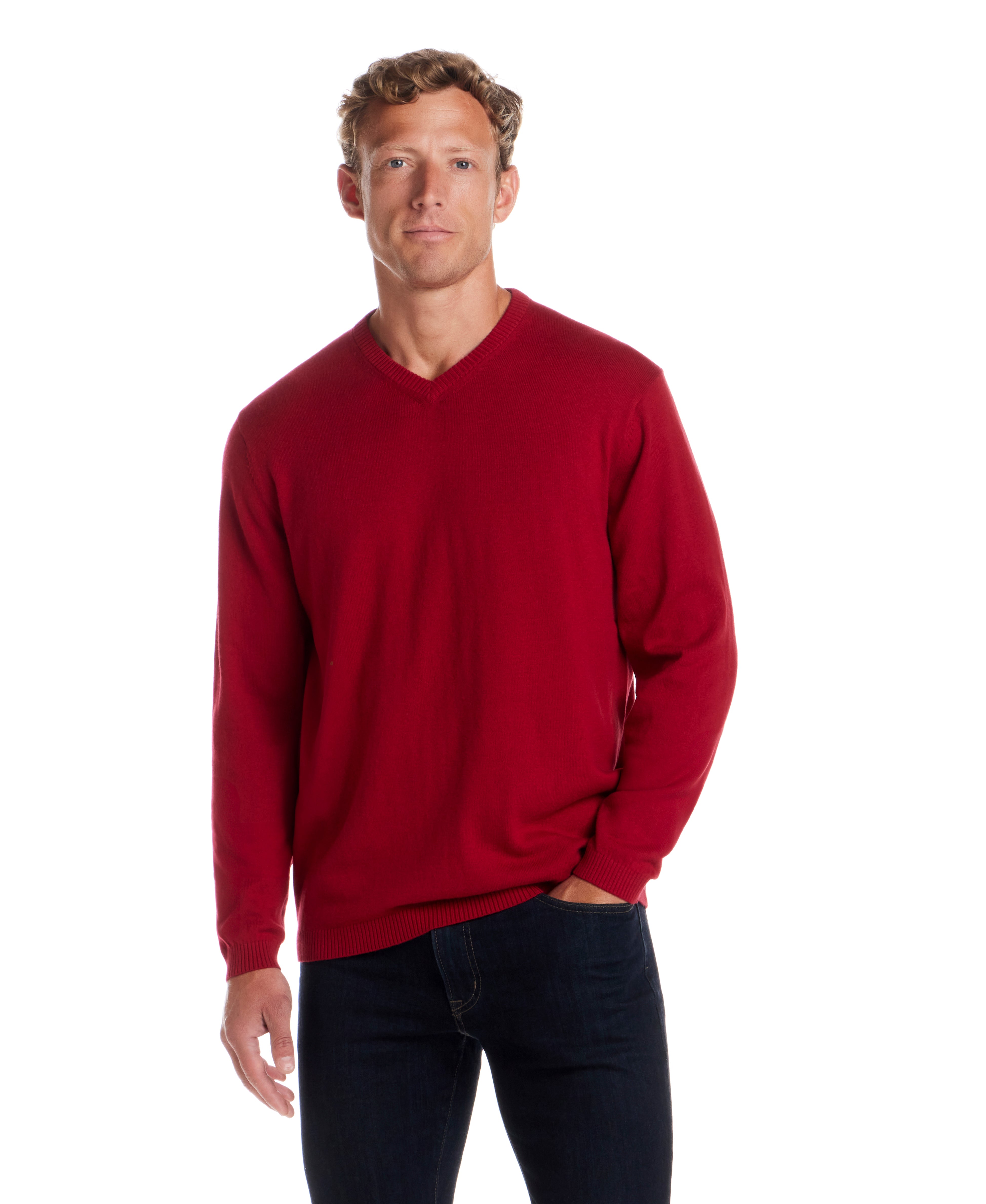 Cotton-Cashmere V-Neck Sweater in Samba