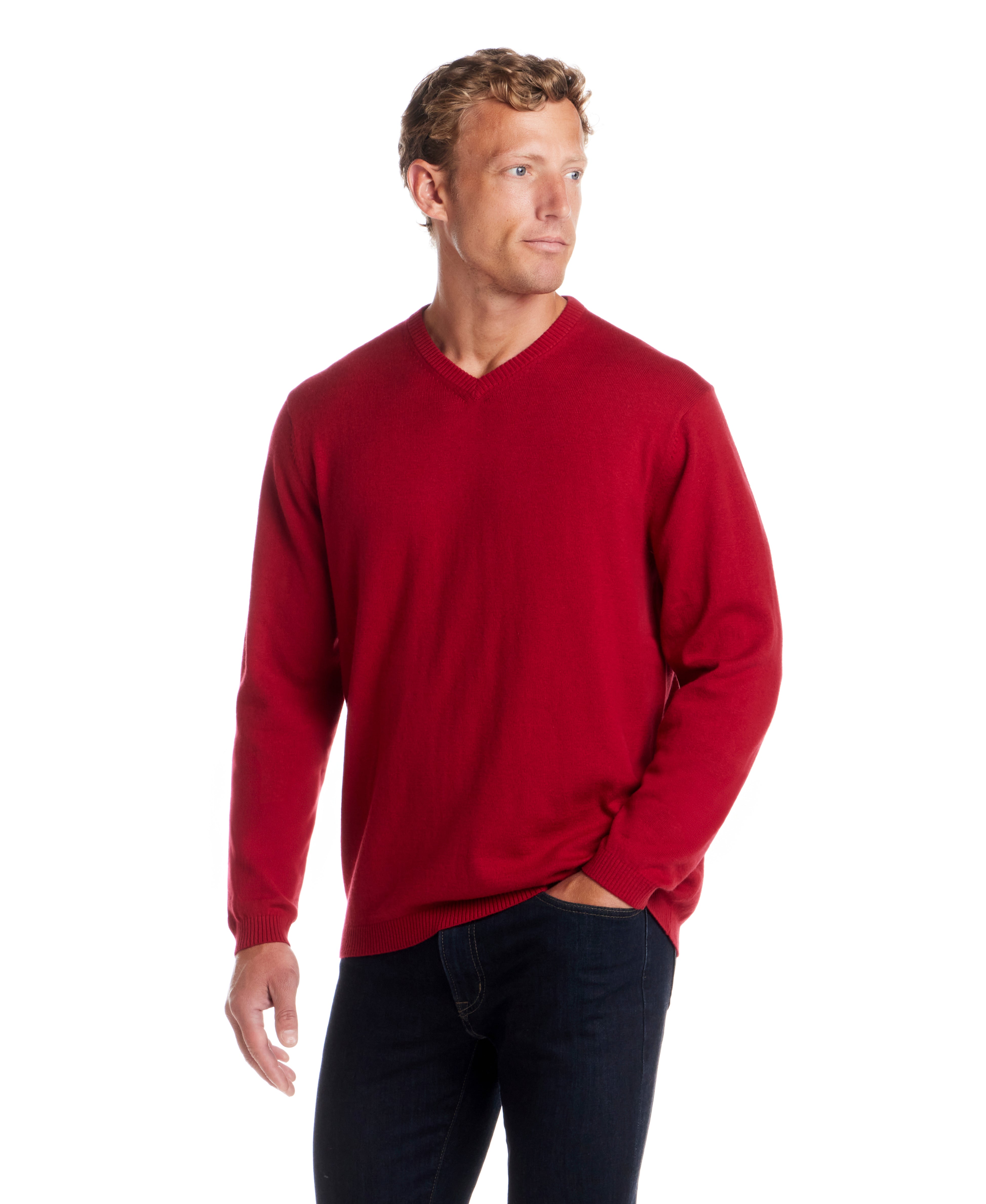 Cotton-Cashmere V-Neck Sweater in Samba