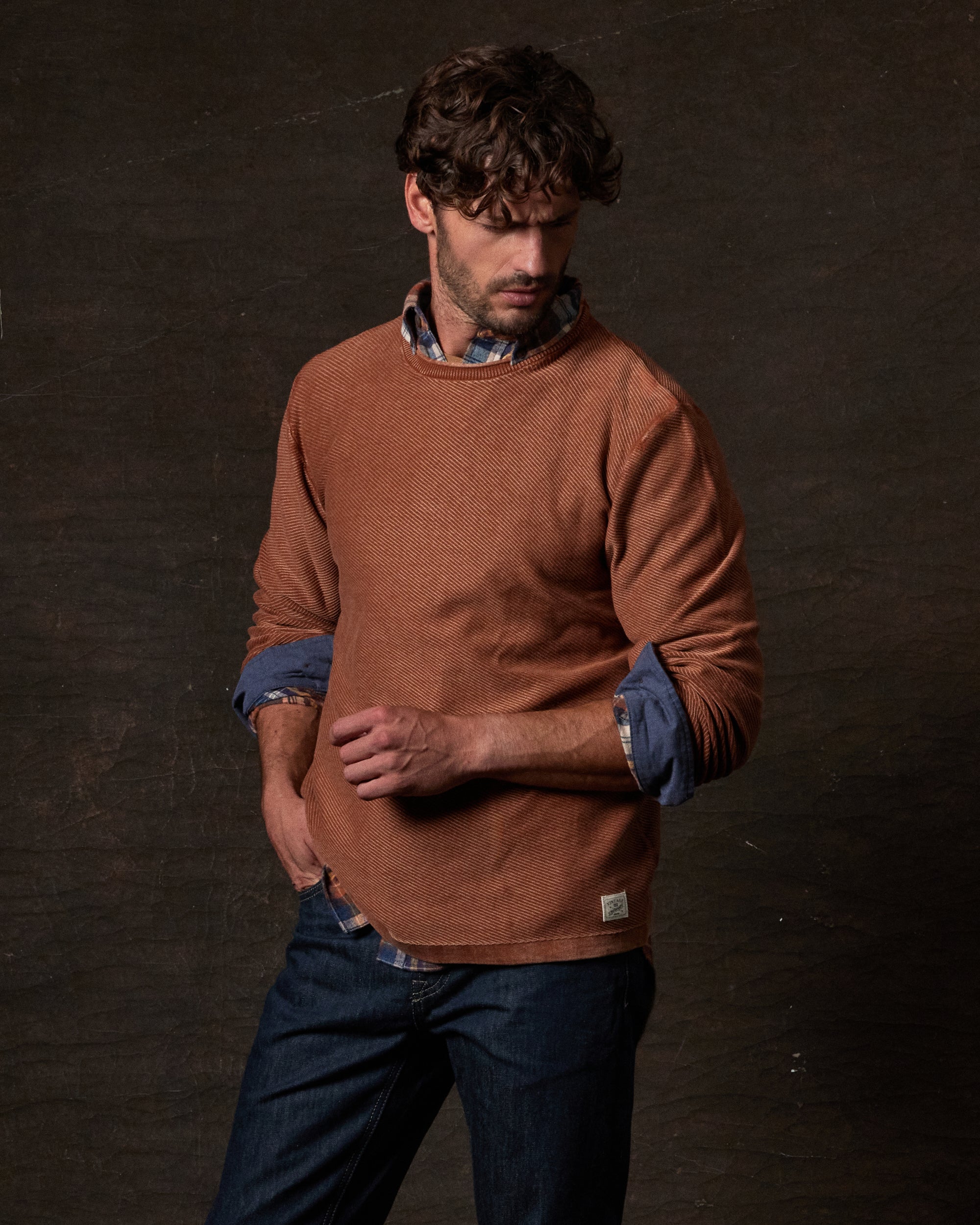 Twill Stonewash Sweater in Gingerbread