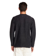 Back view of Twill Stonewash Sweater in Meteorite, showcasing its vintage look and classic roll-neck design.