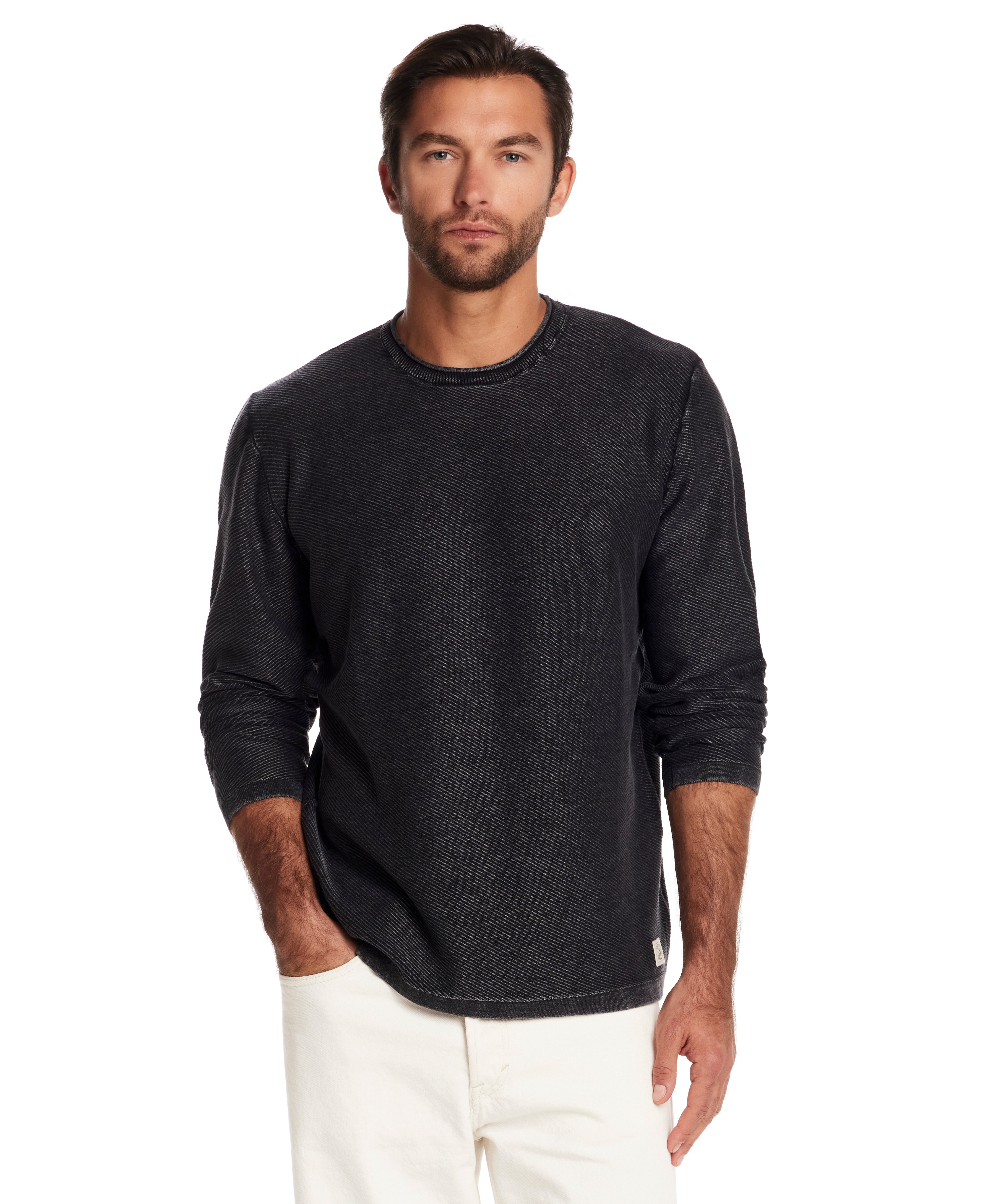 Men's Twill Stonewash Sweater in Meteorite, featuring a classic roll-neck design and soft, vintage look.