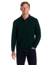 Cotton Cashmere Long Sleeve Polo in Ponderosa Pine