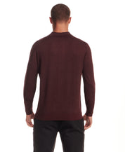 Long Sleeve Polo Sweater in Burgundy
