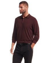 Long Sleeve Polo Sweater in Burgundy