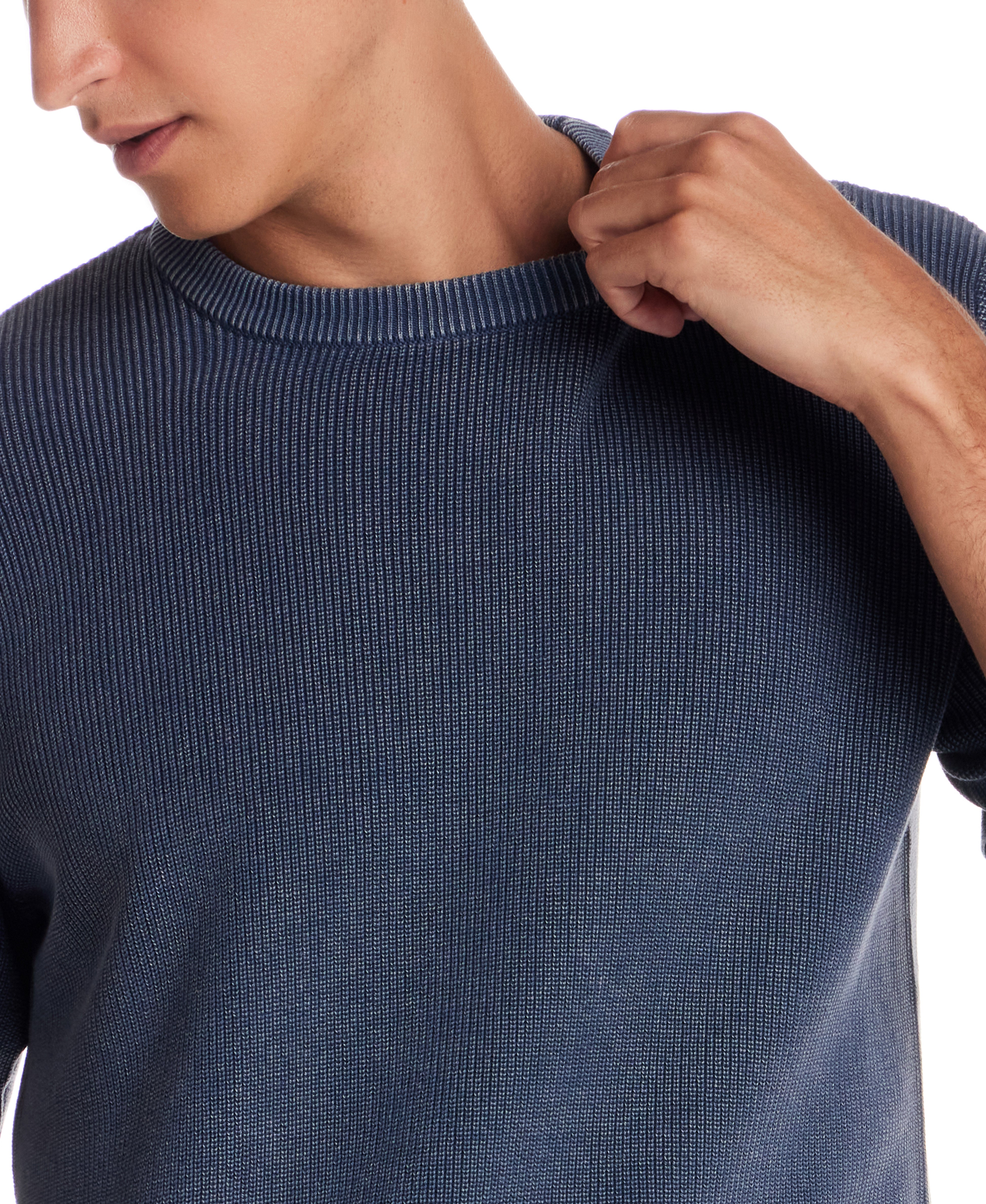 Vertical Rib Stonewash Sweater in Pageant Blue