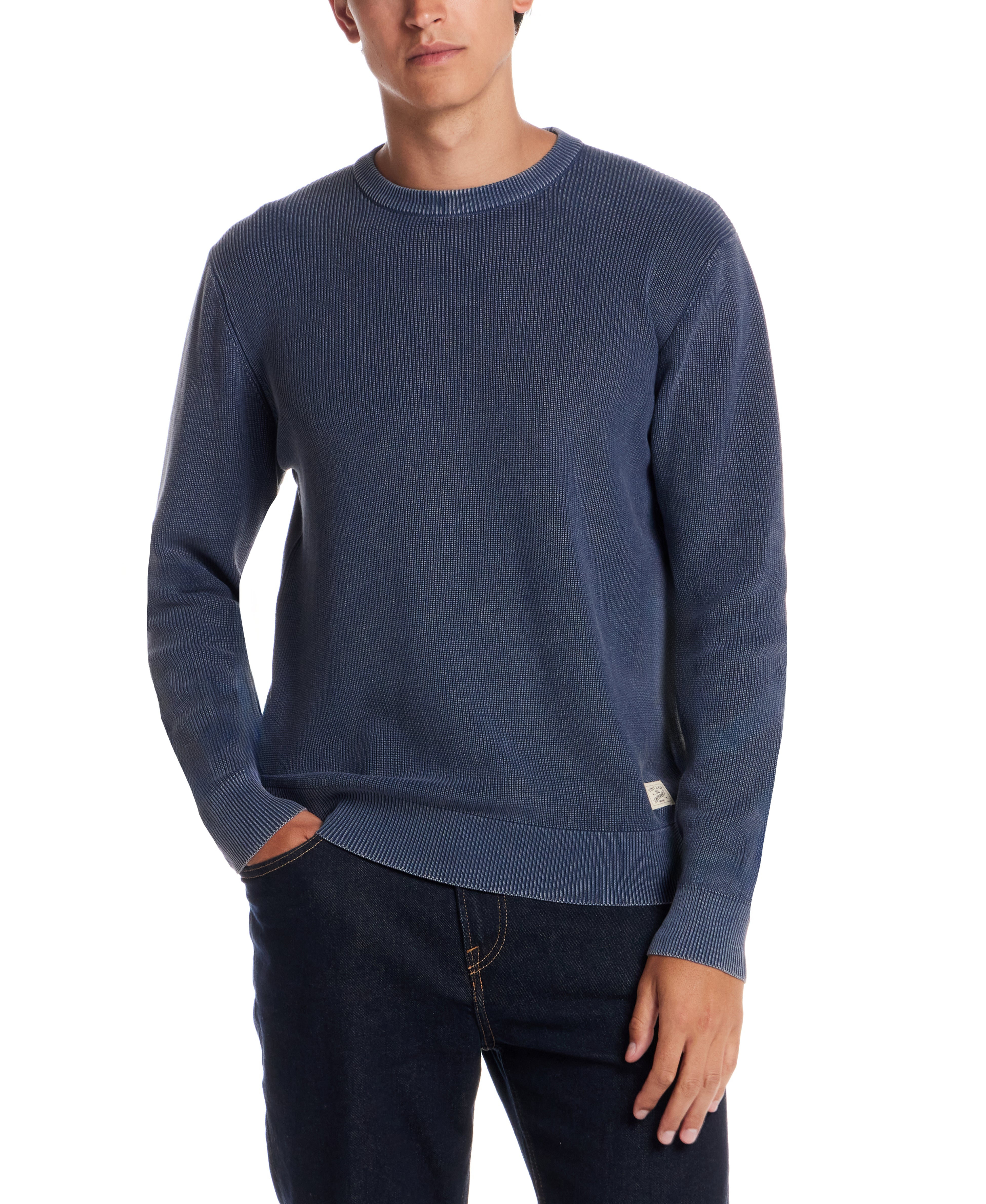 Vertical Rib Stonewash Sweater in Pageant Blue