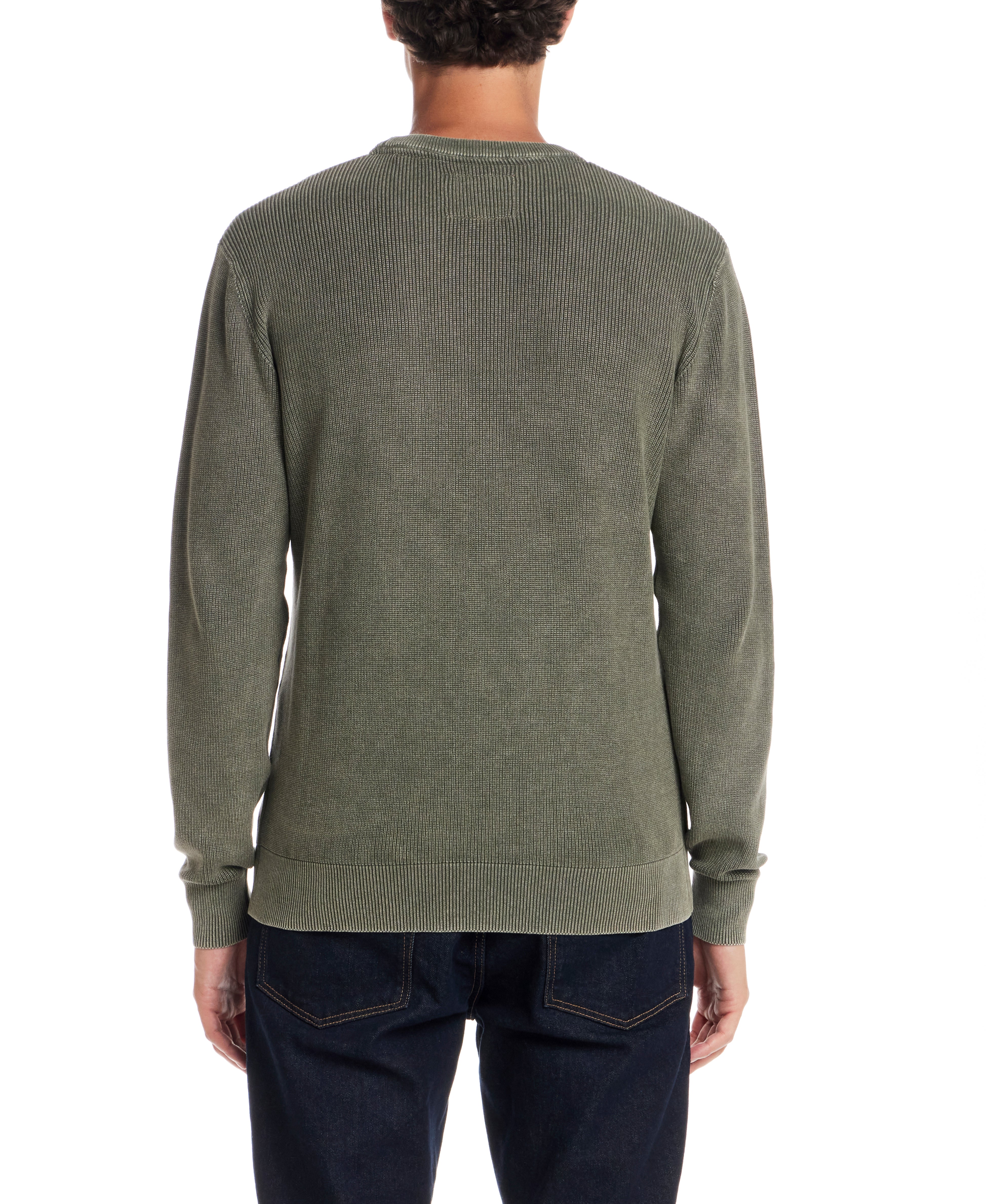 Vertical Rib Stonewash Sweater in Dark Pine