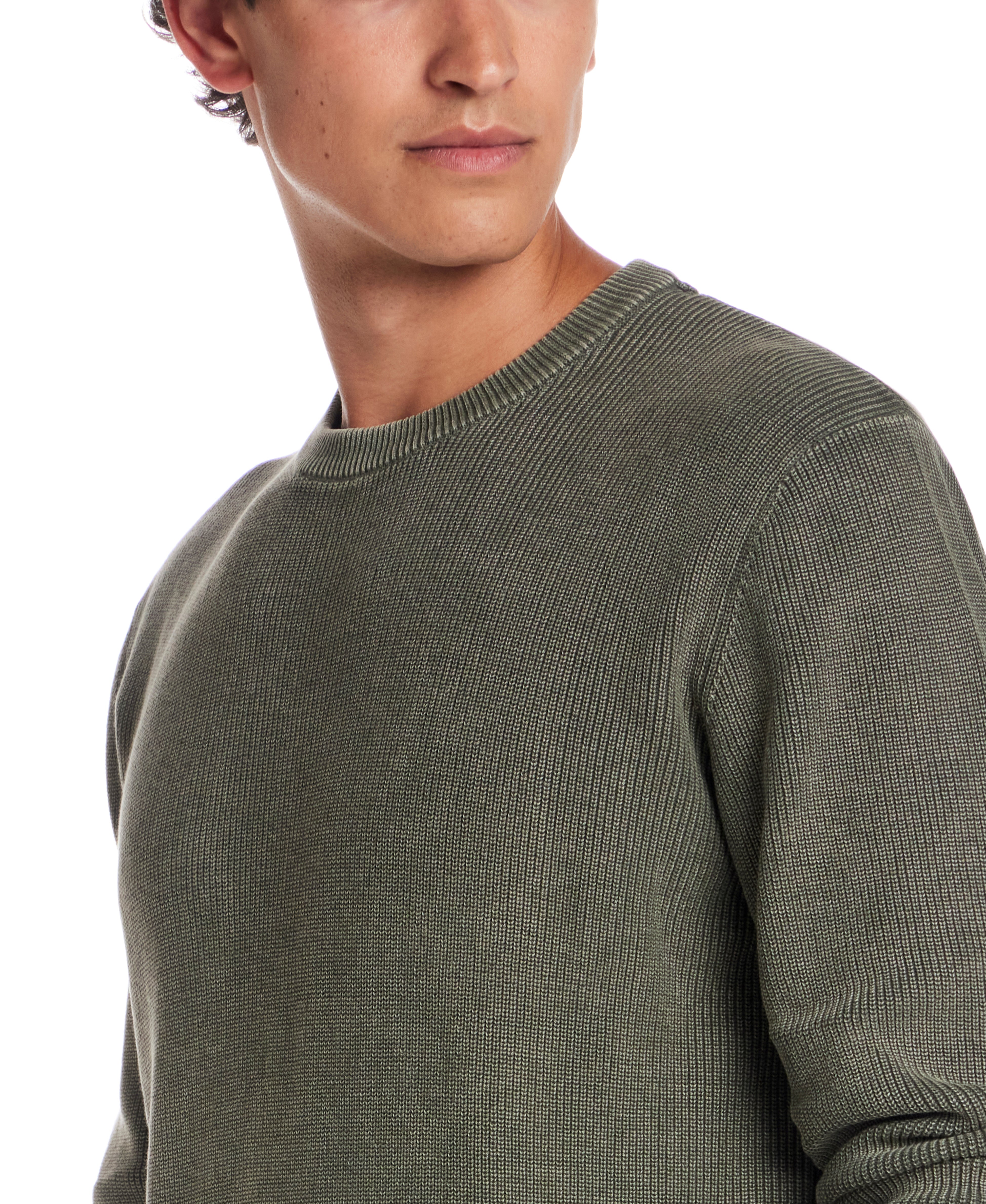 Vertical Rib Stonewash Sweater in Dark Pine