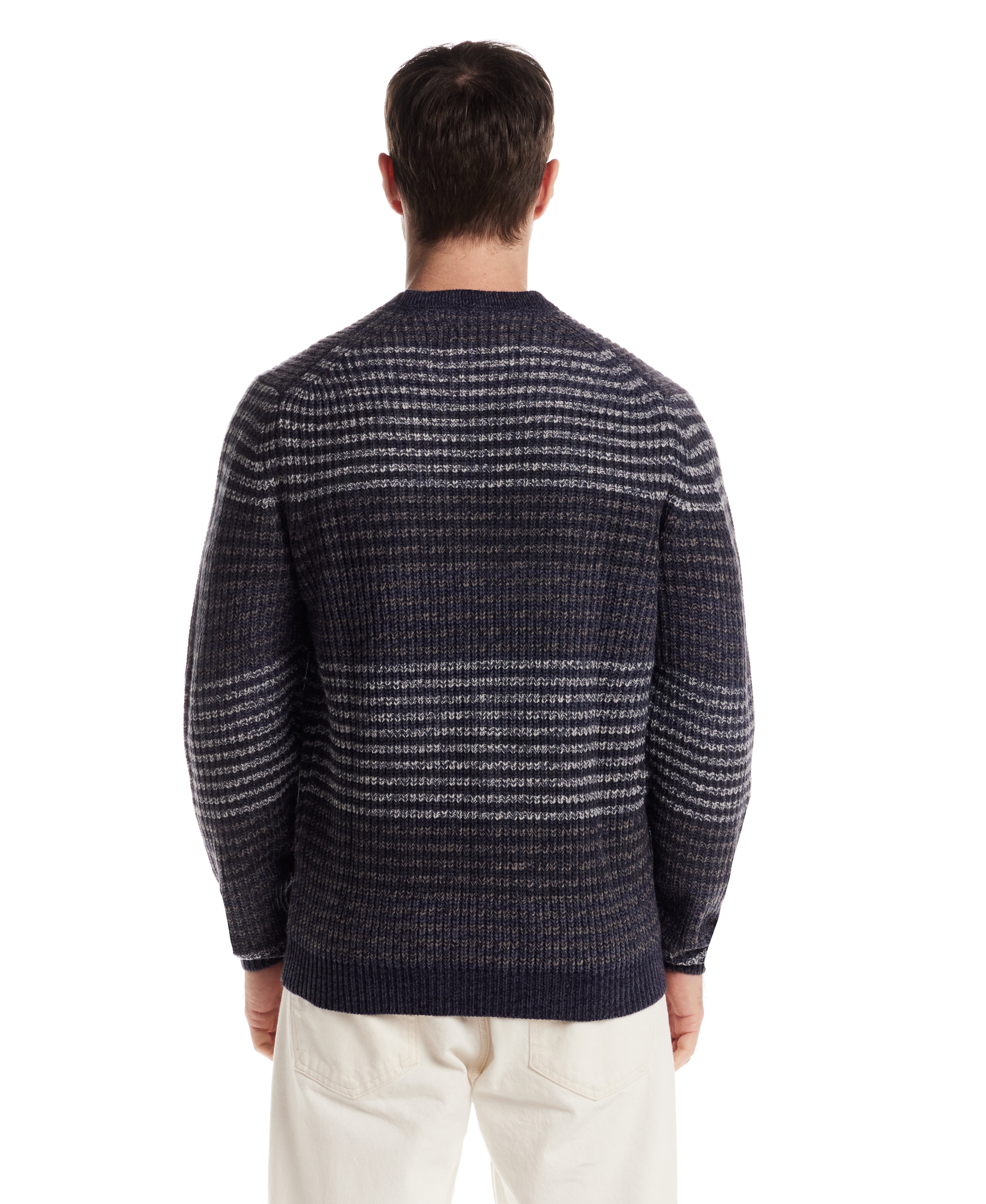 Mixed Stripe Crew Neck in Denim Mix