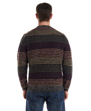 Mixed Stripe Crew Neck in Burgundy Mix