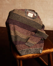 Mixed Stripe Crew Neck in Burgundy Mix