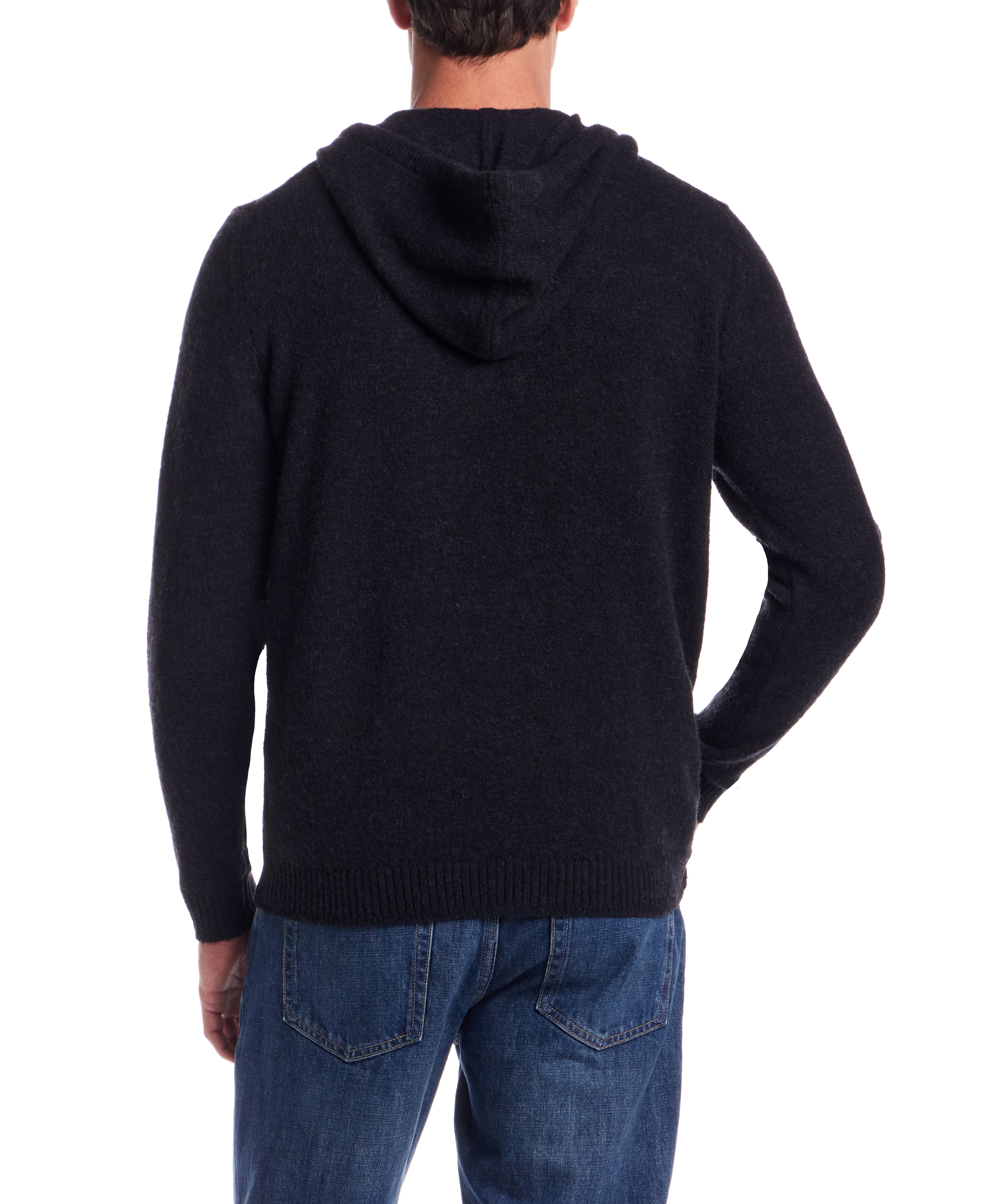 Boucle Hoodie Sweater in Black