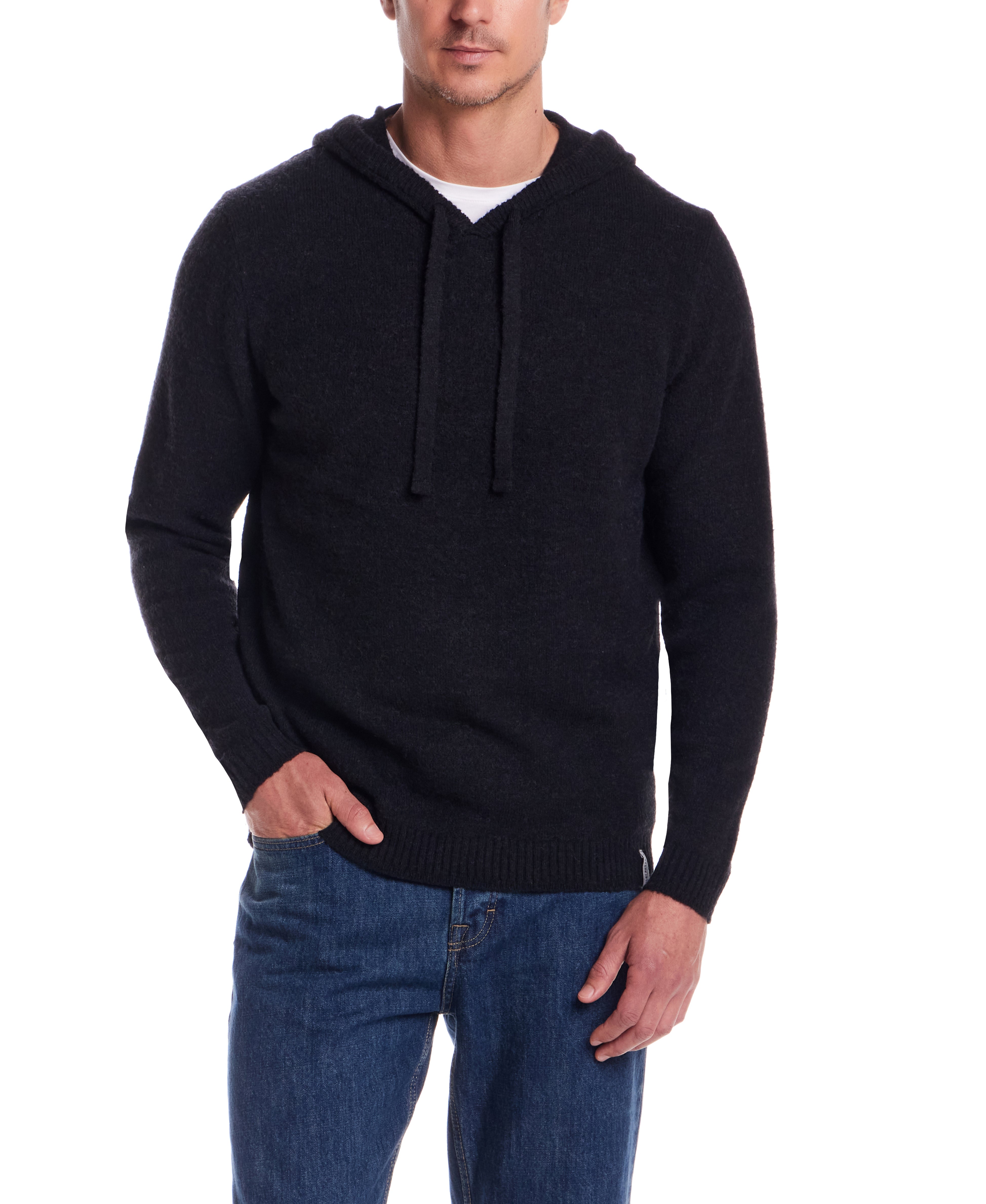 Boucle Hoodie Sweater in Black