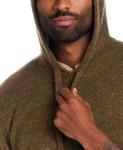 Boucle Hoodie Sweater in Moss