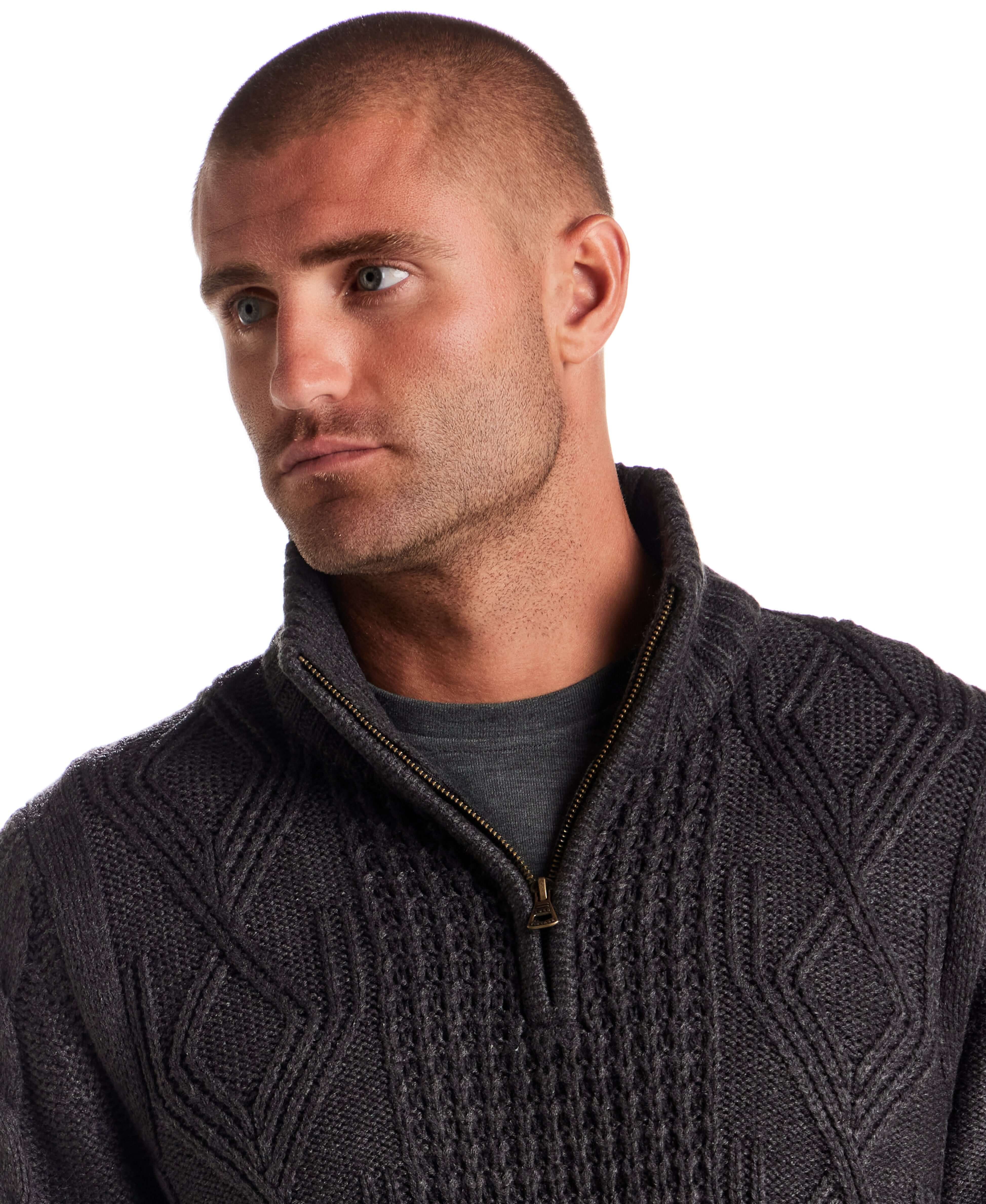 Chunky Shawl Collared Pullover in Charcoal Heather – Weatherproof