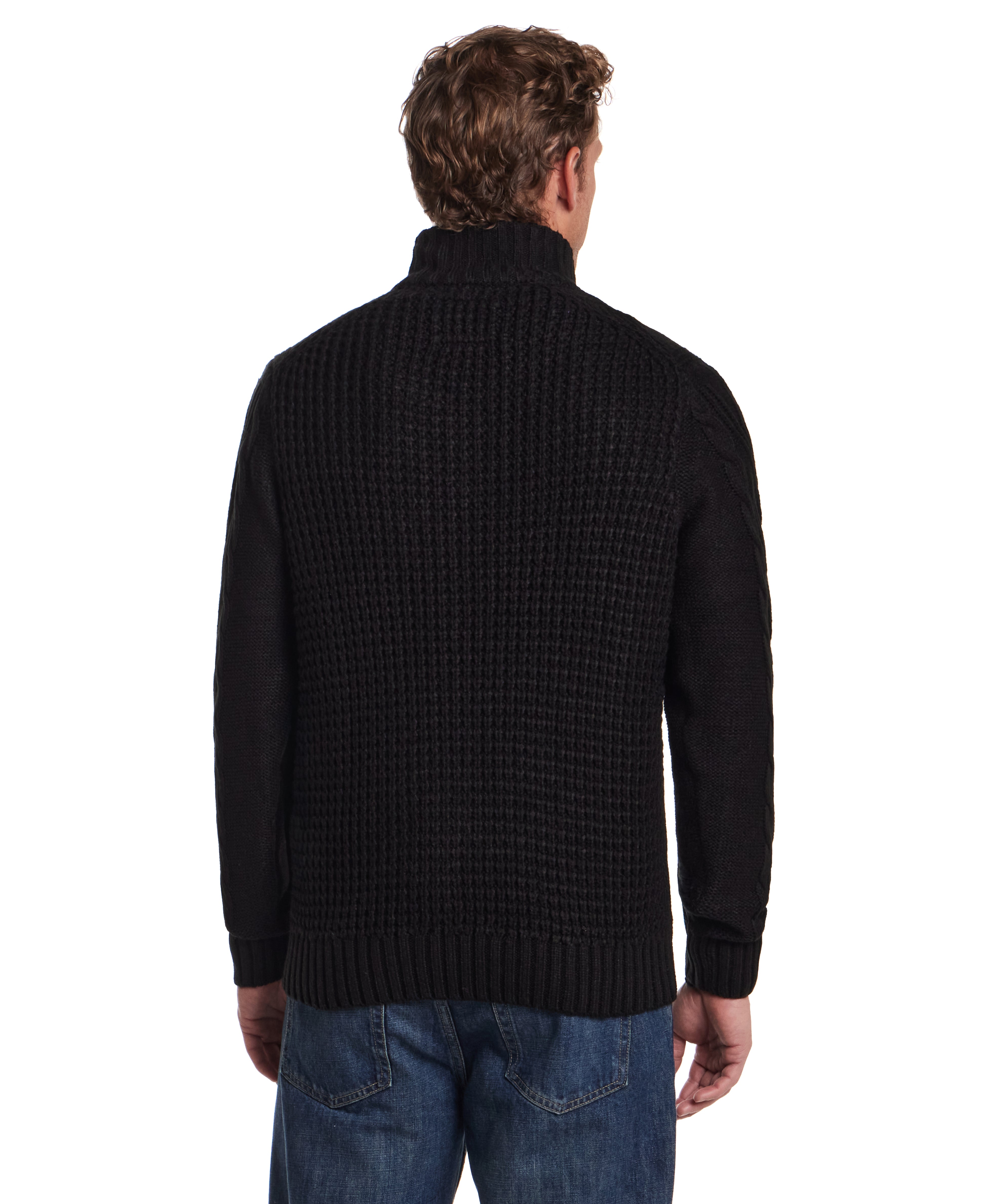 Chunky Shawl Collared Pullover in Black