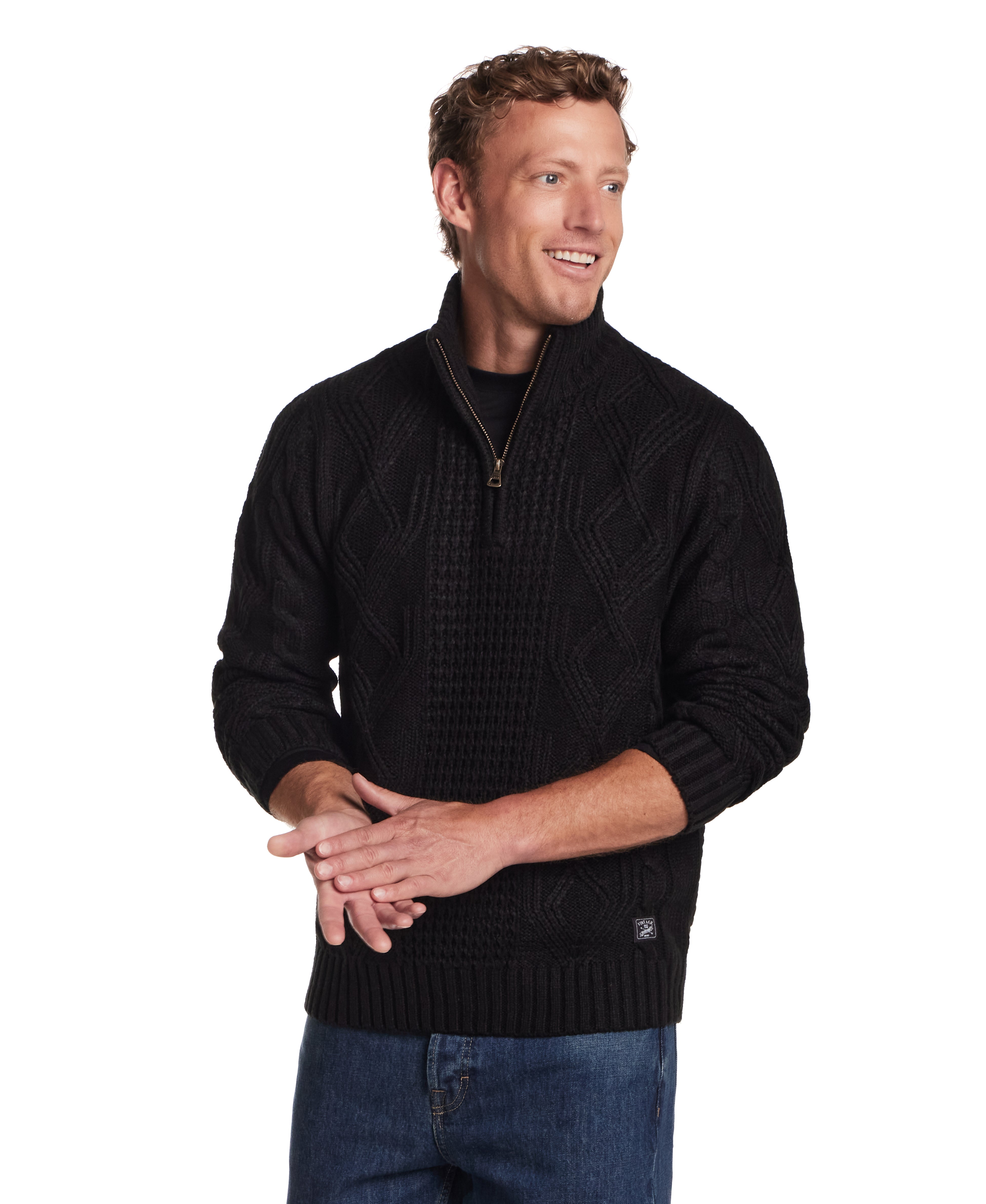 Chunky Shawl Collared Pullover in Black