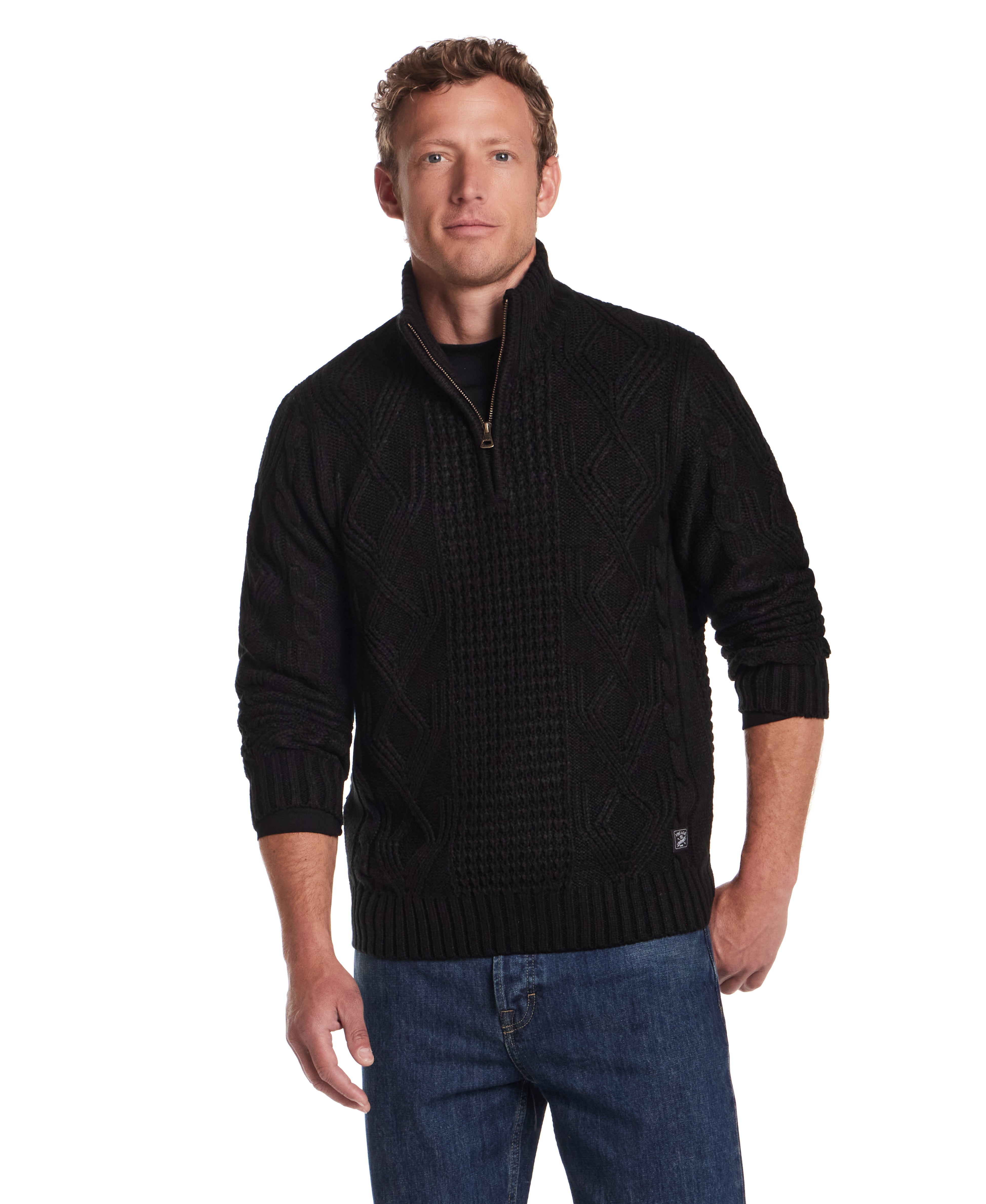 Chunky Shawl Collared Pullover in Black