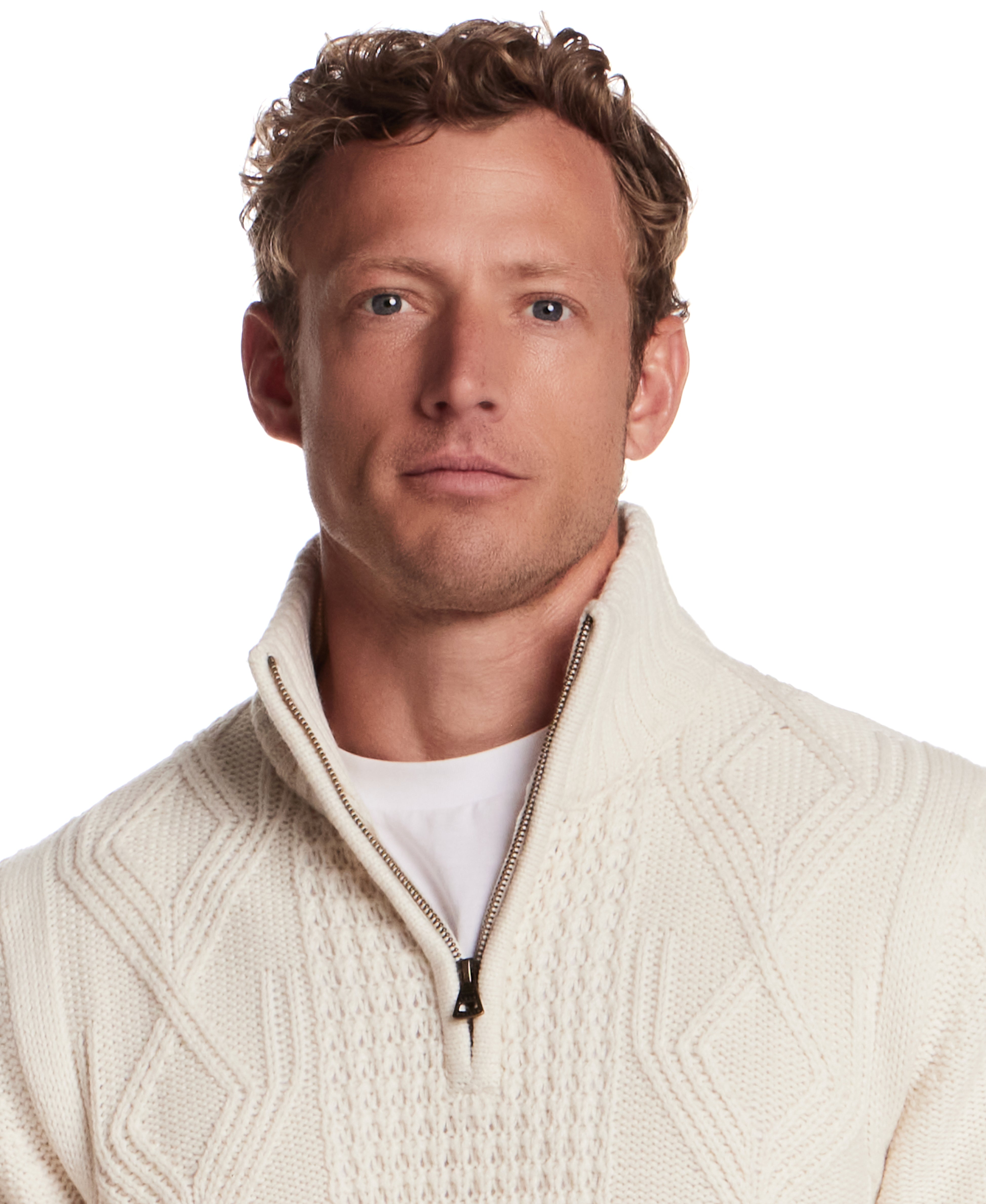 Chunky Shawl Collared Pullover in Ecru