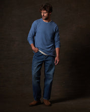 Textured Roll Neck Sweater in Blue Ashes