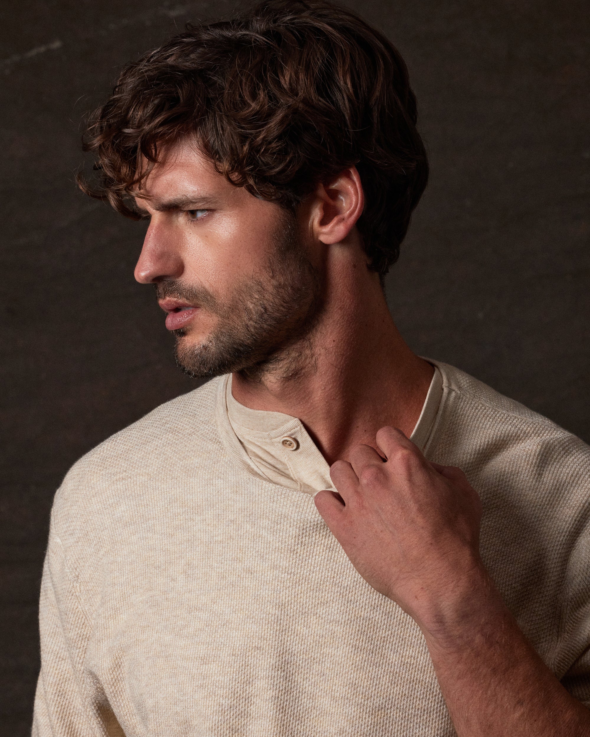 Textured Roll Neck Sweater in Oatmeal