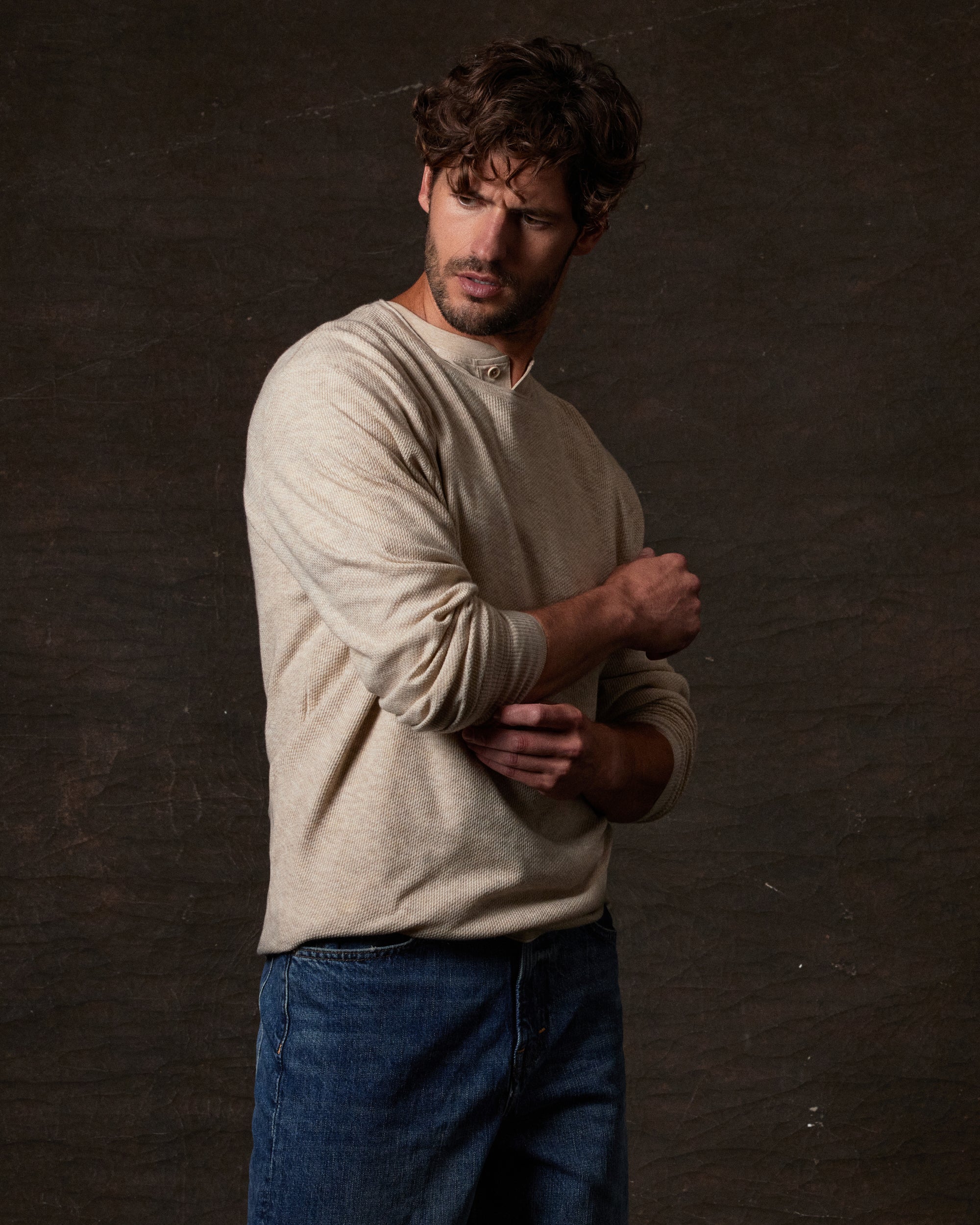 Textured Roll Neck Sweater in Oatmeal
