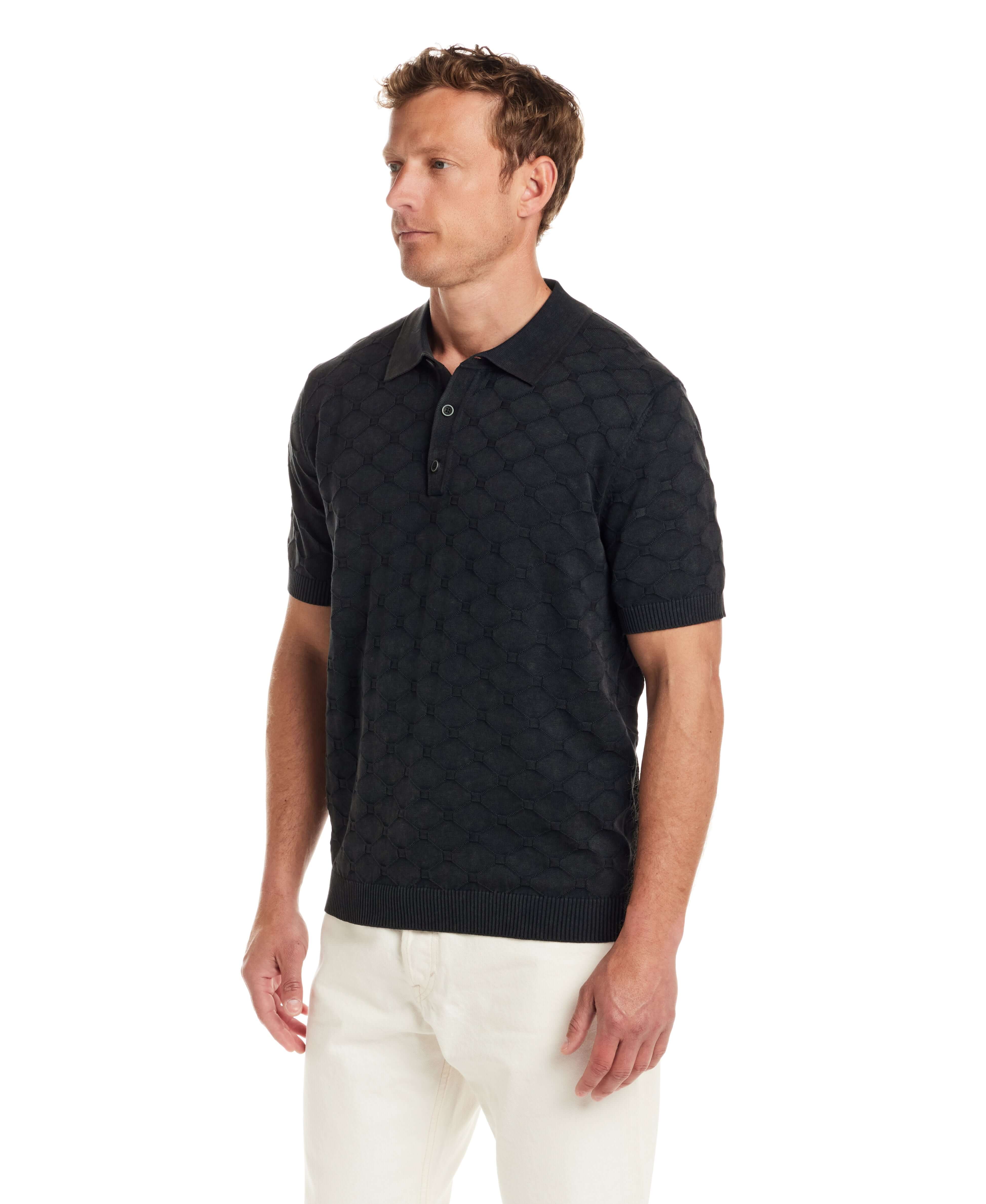 Diamond Sweater Polo in Black | Weatherproof® Vintage