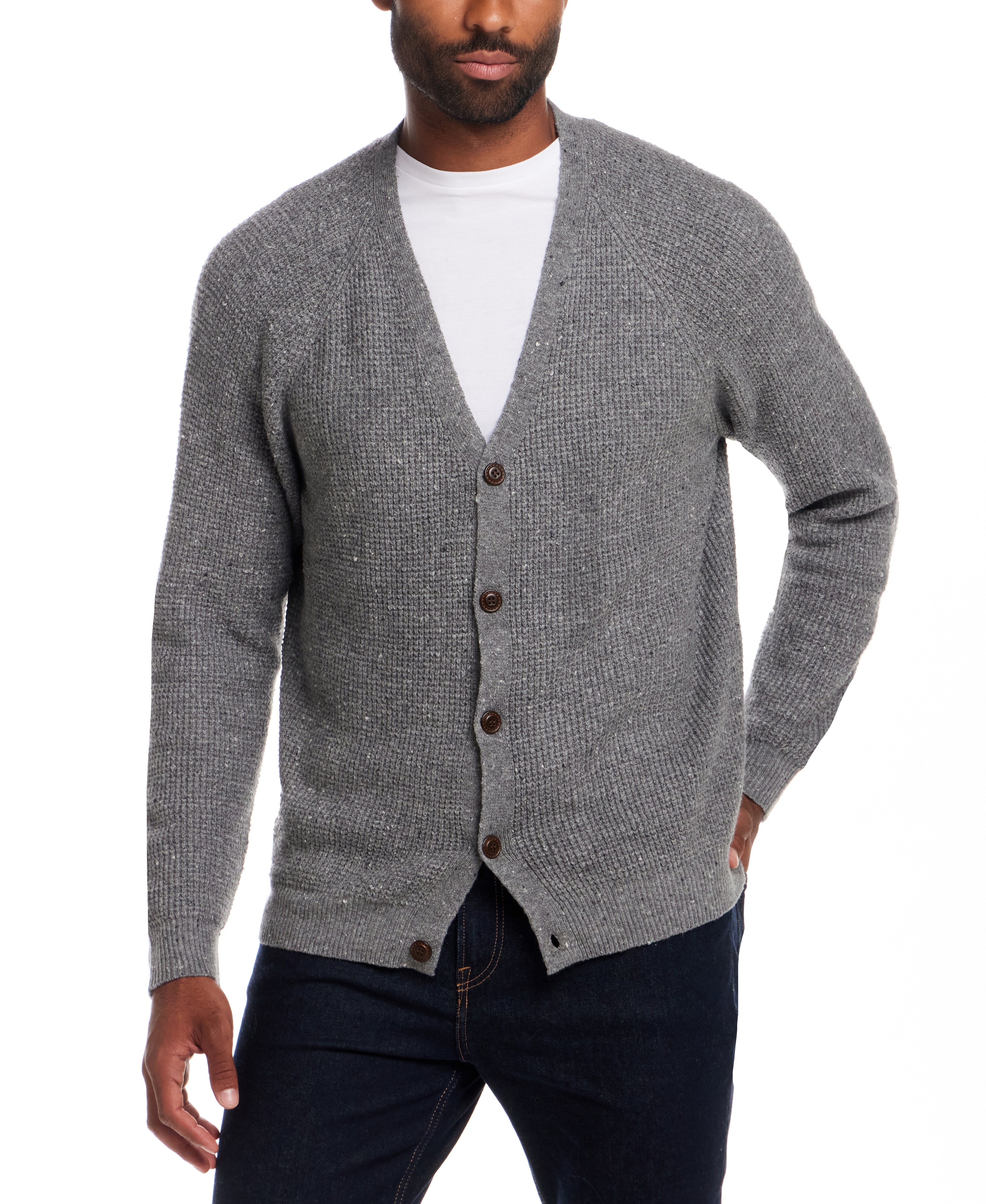 Waffle Cardigan in Grey