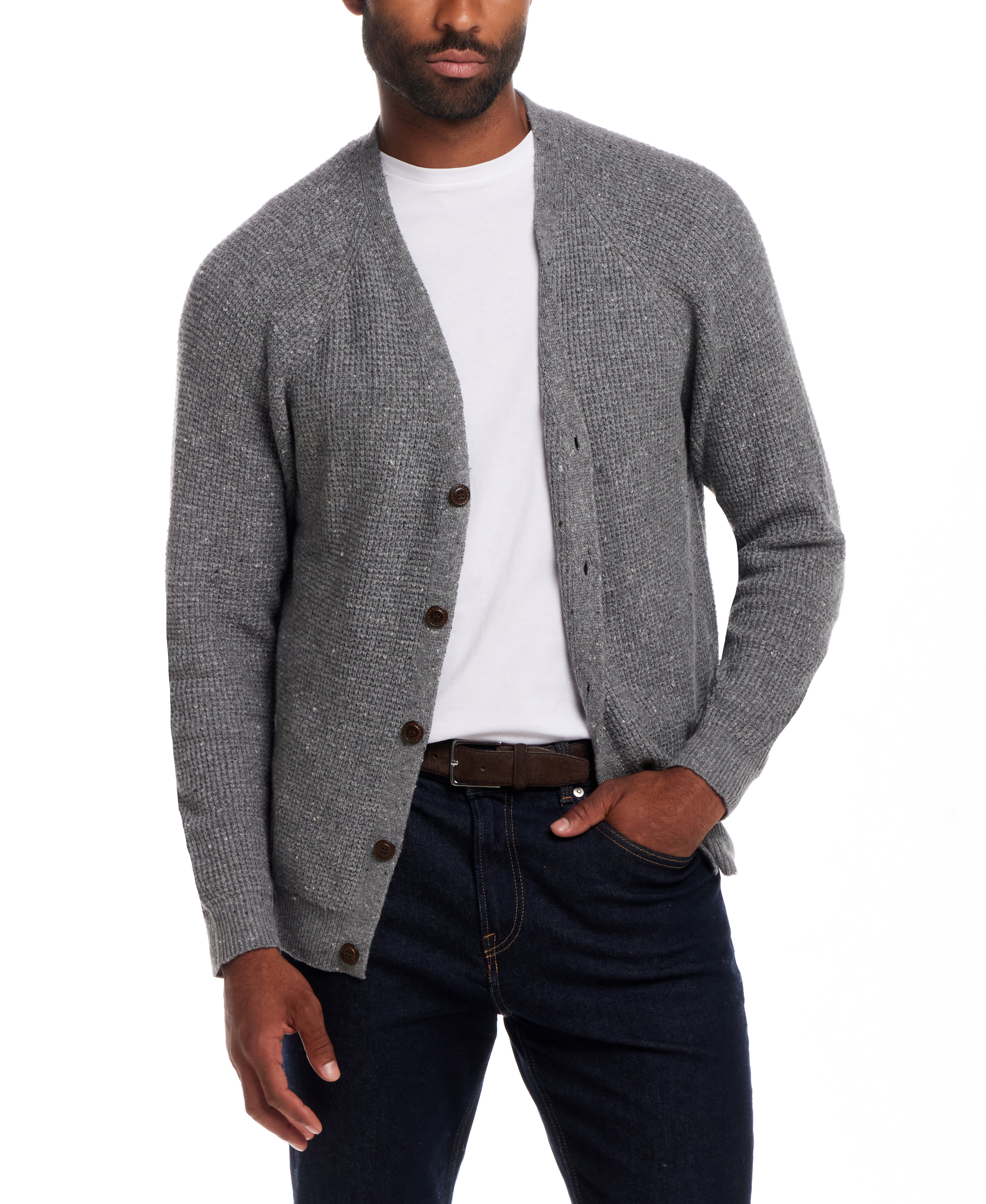 Waffle Cardigan in Grey