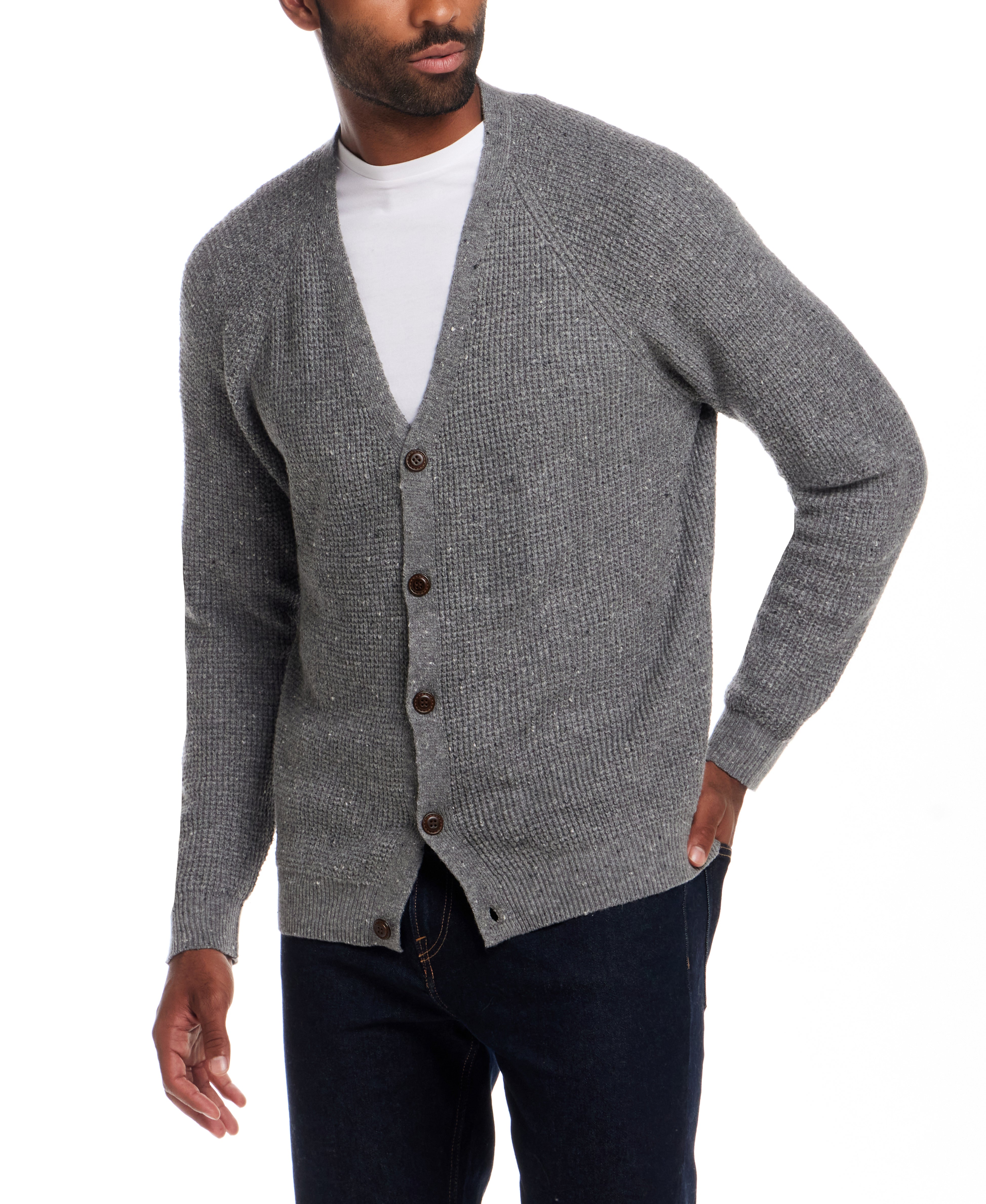 Waffle Cardigan in Grey
