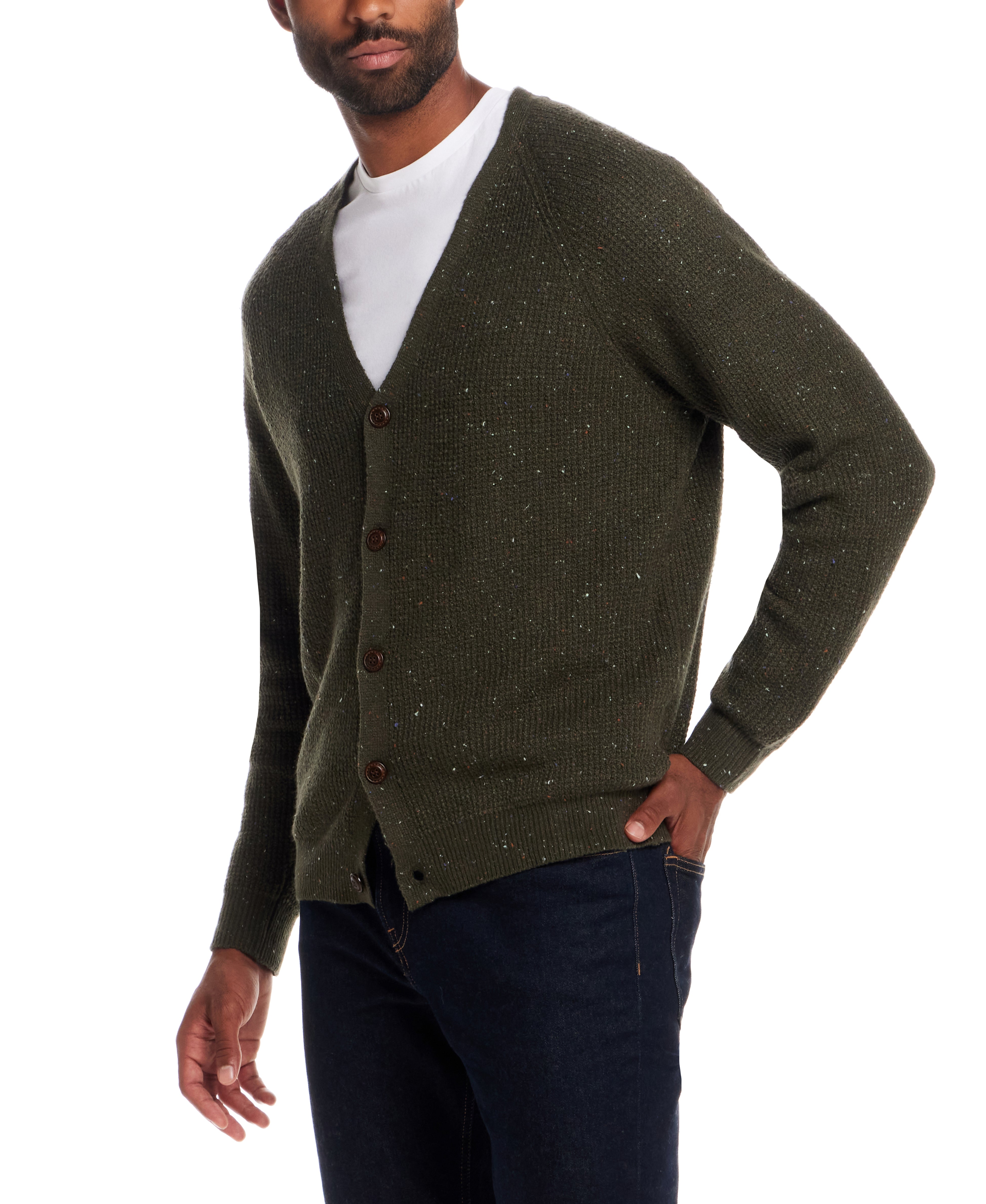 Waffle Cardigan in Kambaba Olive